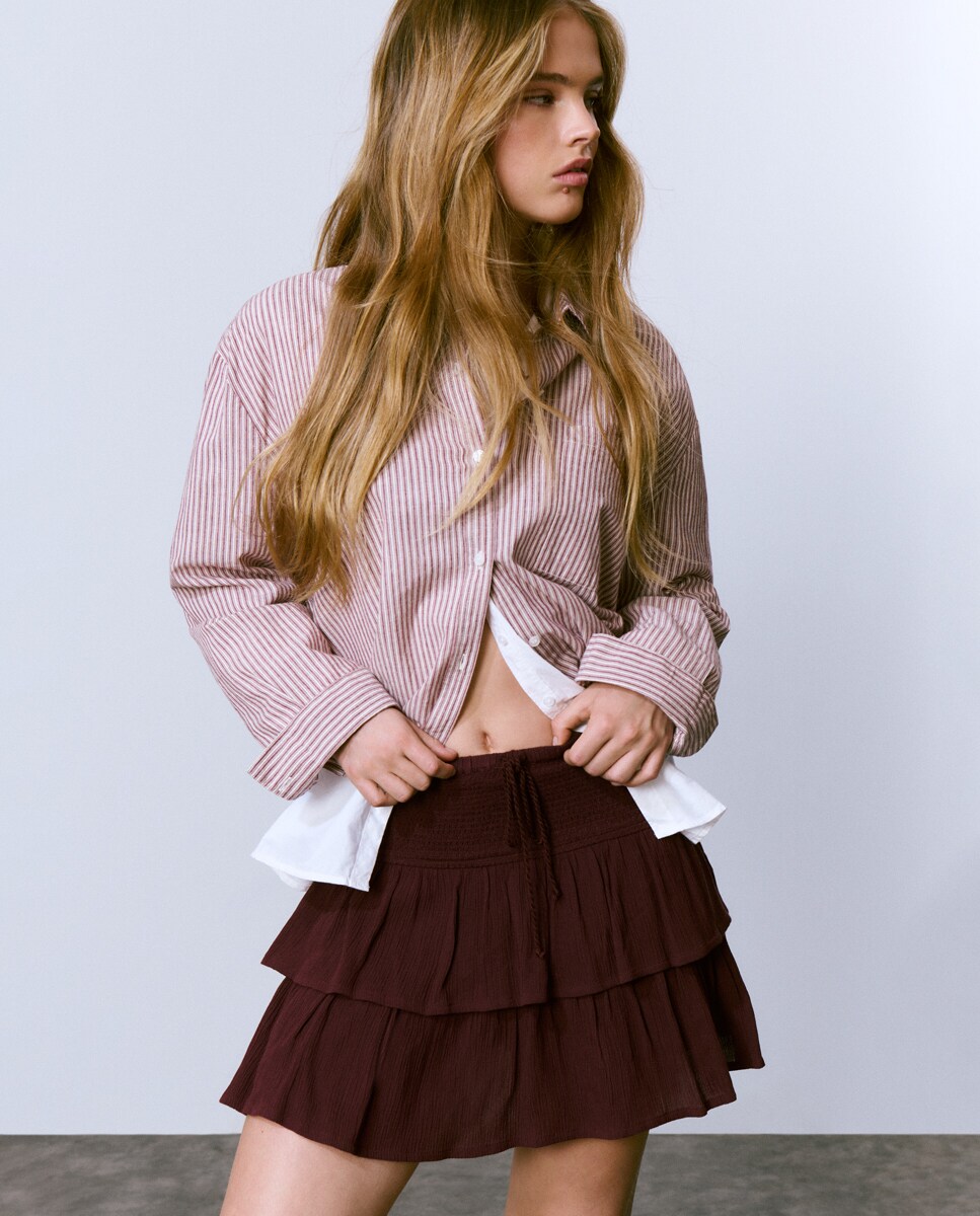 Camisa Básica às Riscas Grená-1