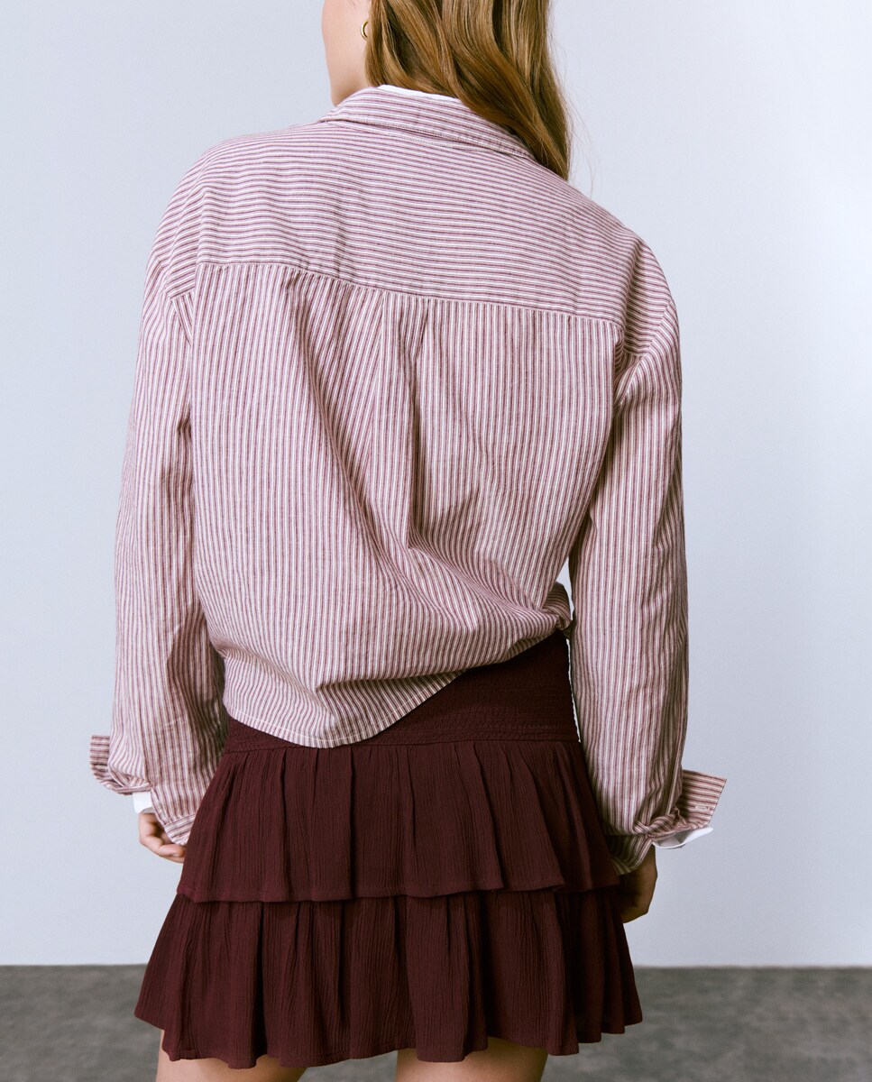 Camisa Básica às Riscas Grená-2