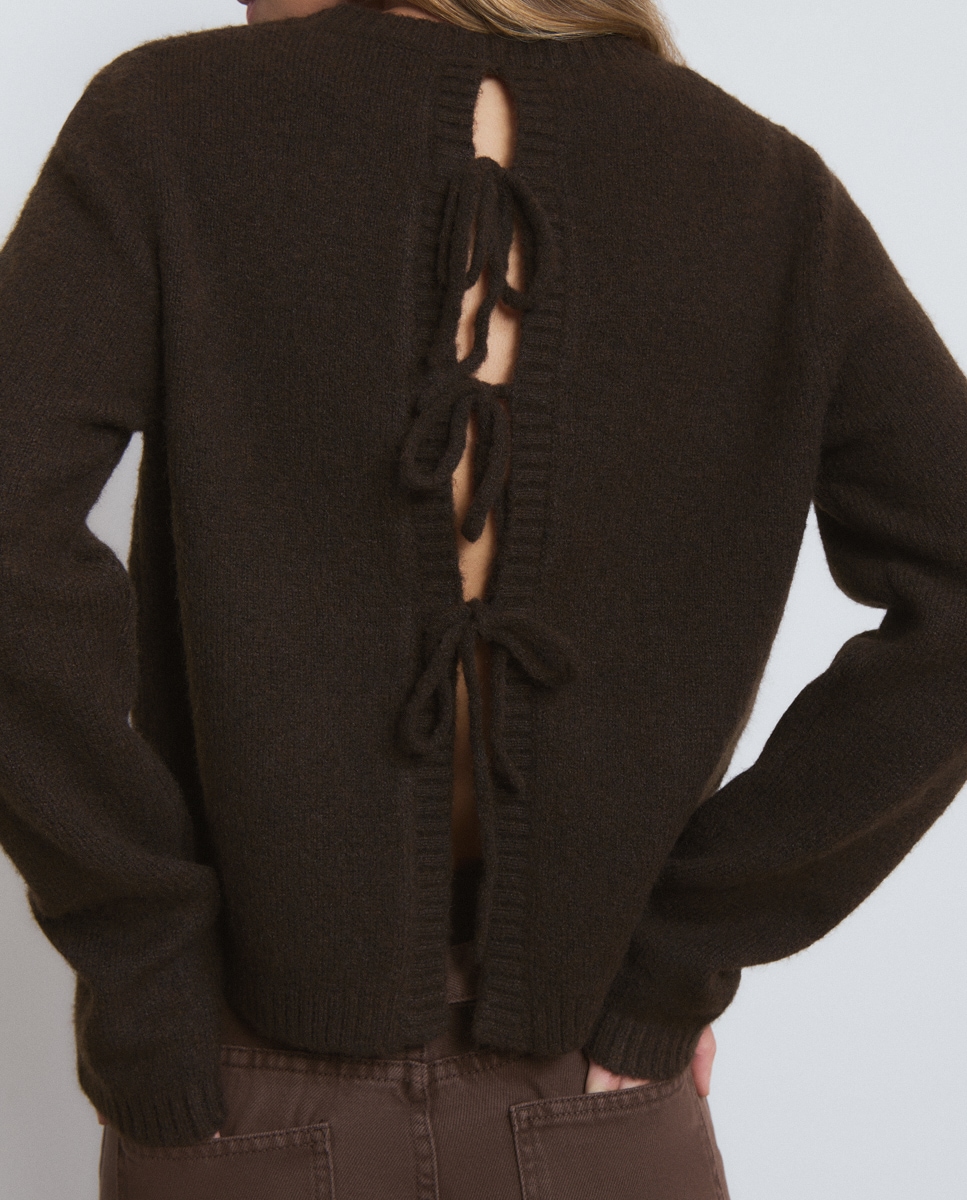 Camisola com Laços Castanho-2