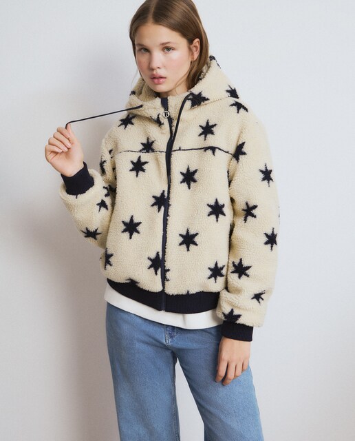 Imagem 0 de Casaco Efeito Pelo de Ovelha com Estrelas