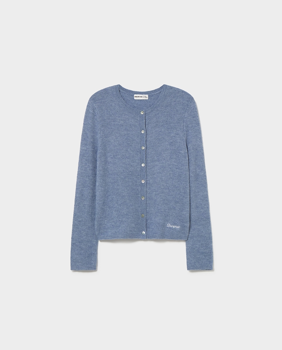 Casaco de Malha com Botões Azul-claro-5