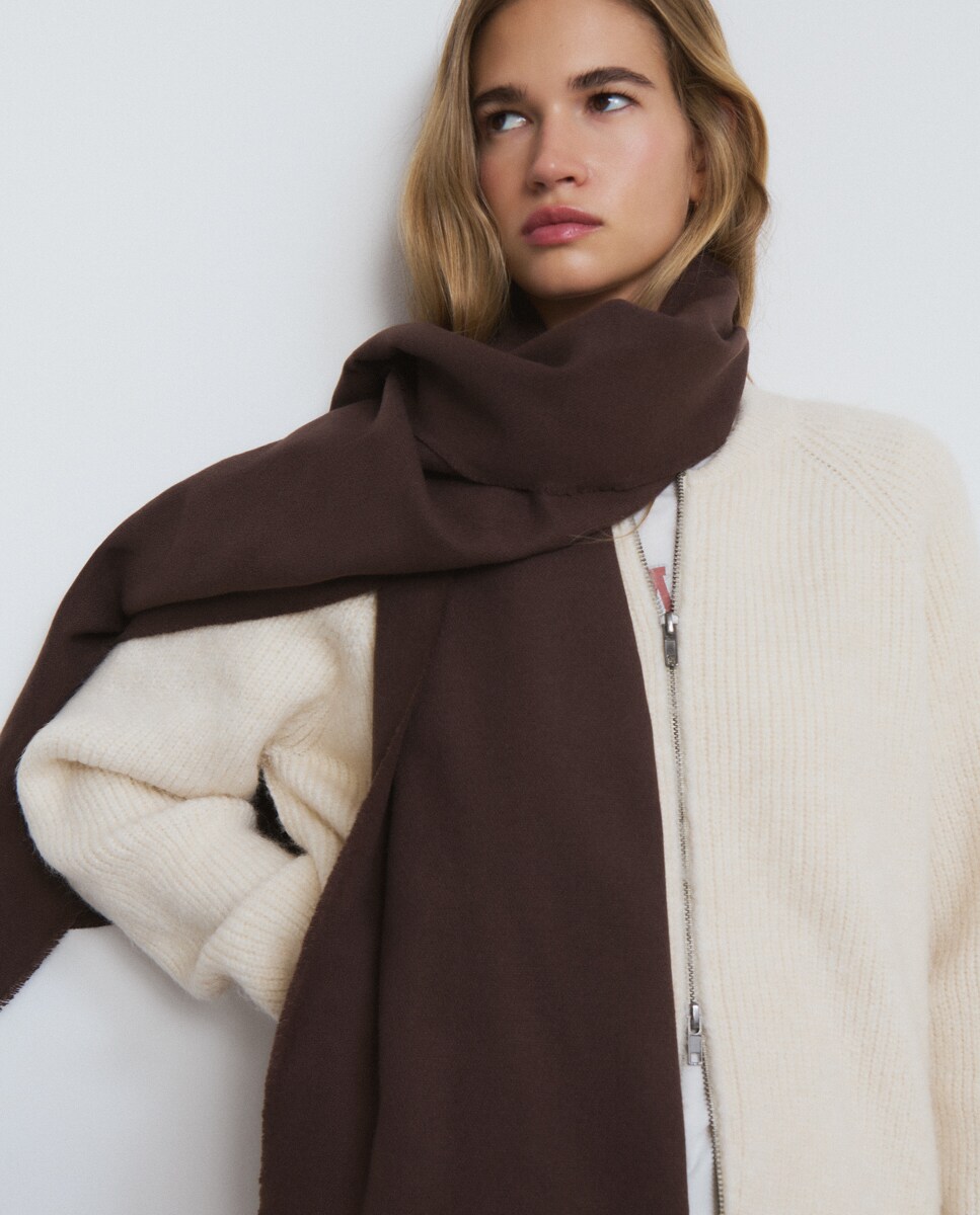 Cachecol Liso Fino Castanho-chocolate-2