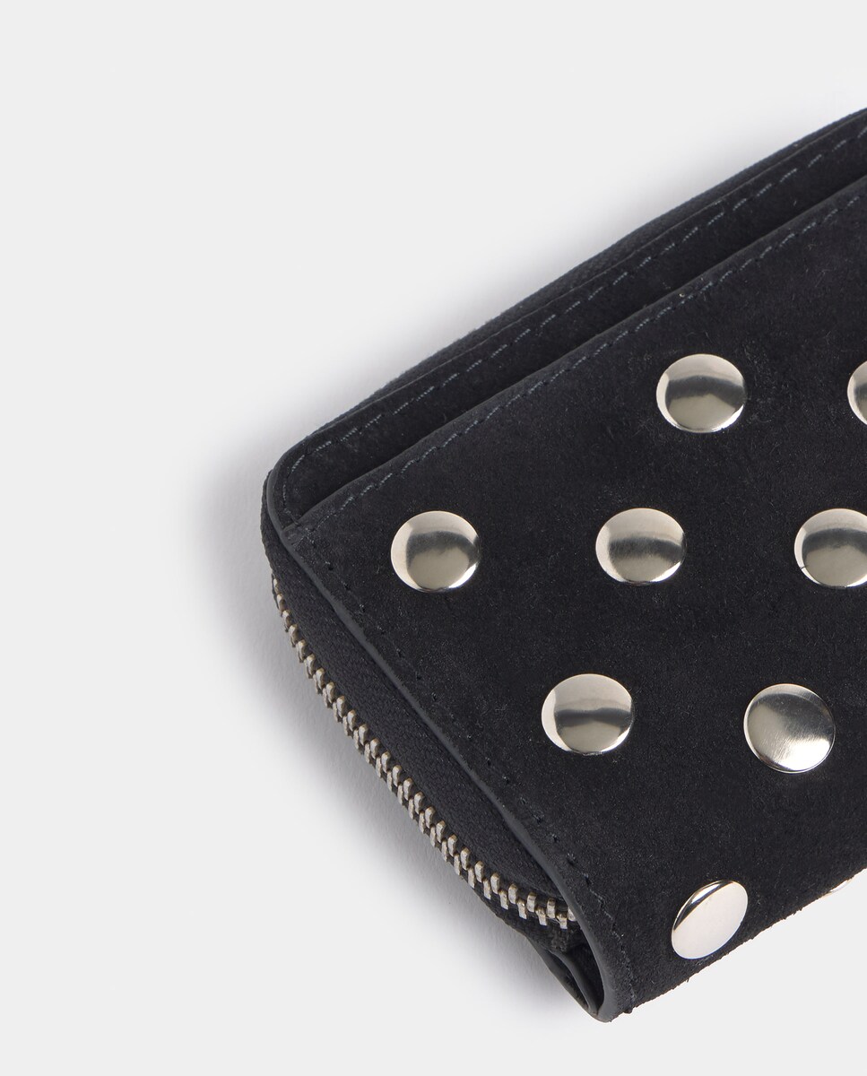 Porta-moedas com Tachas Grandes em Preto Preto-2