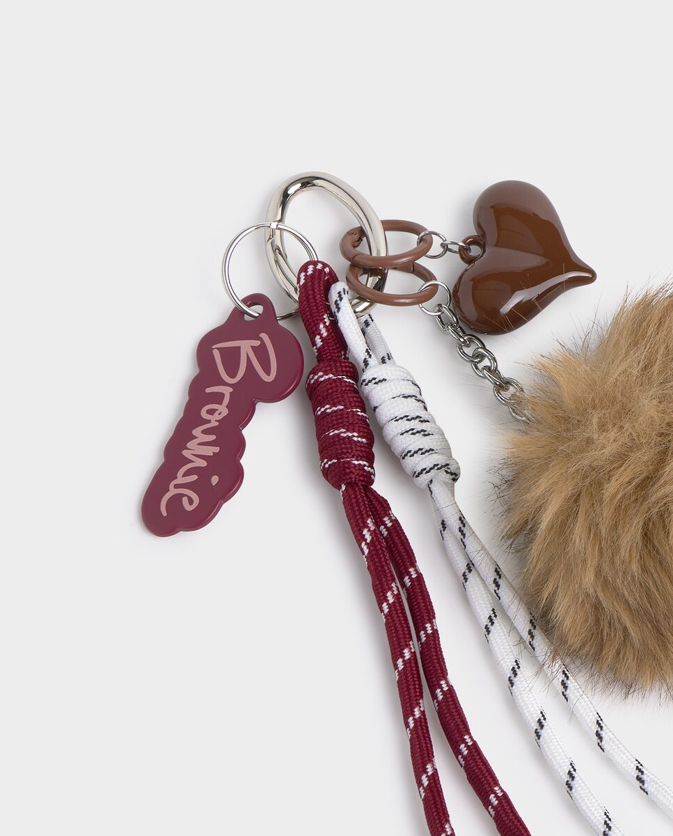 Porta-chaves com Pompom Grená-2