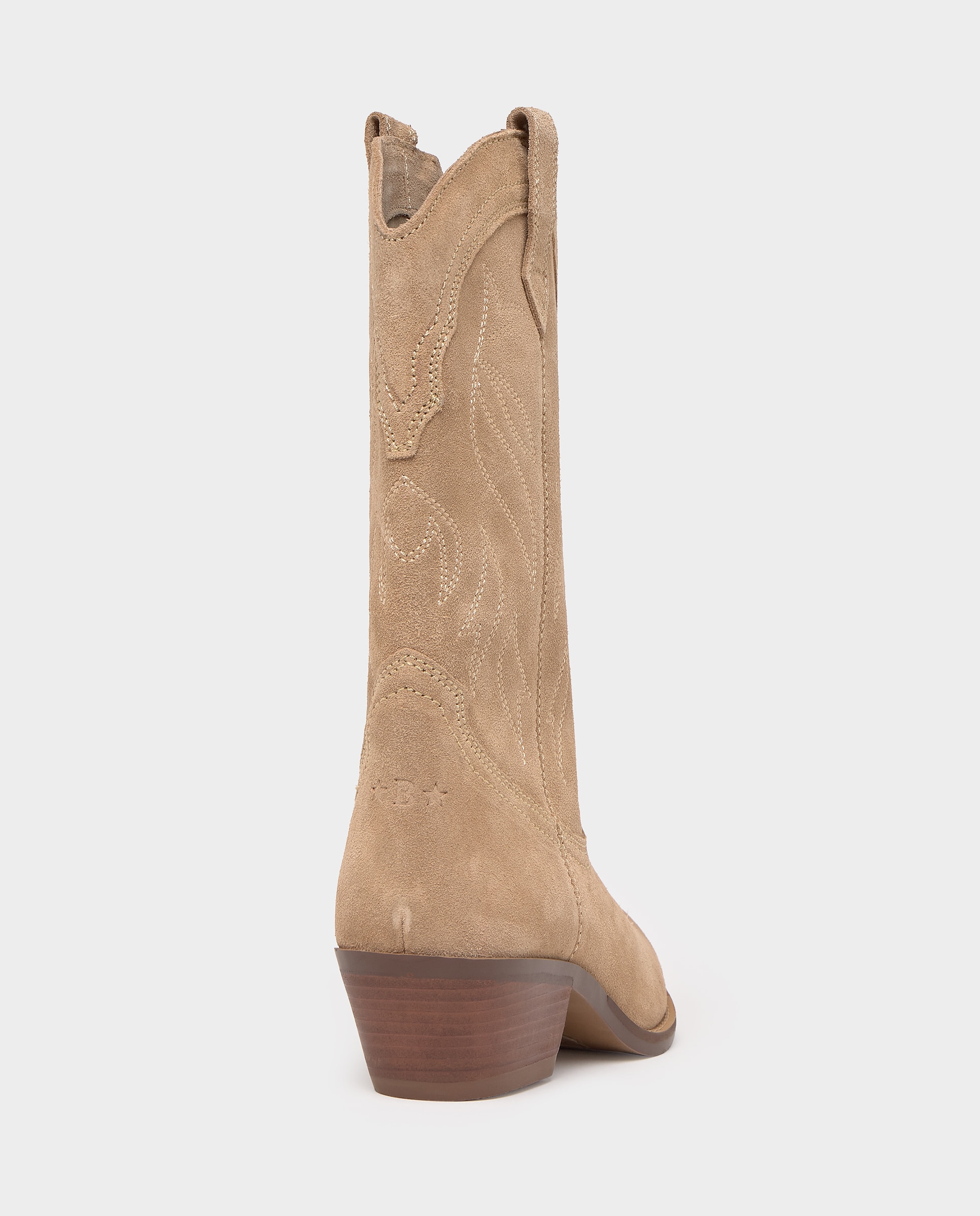 Botas de Pele Estilo Cowboy Areia-3