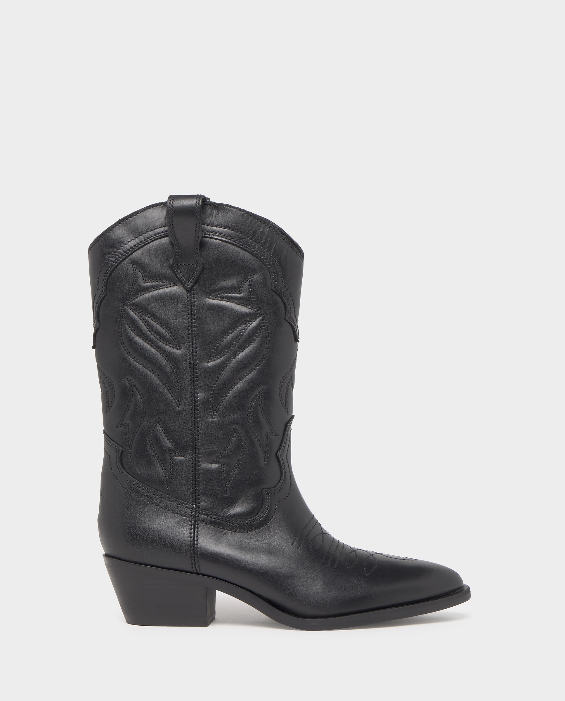 Botas de Pele Estilo Cowboy Preto-1