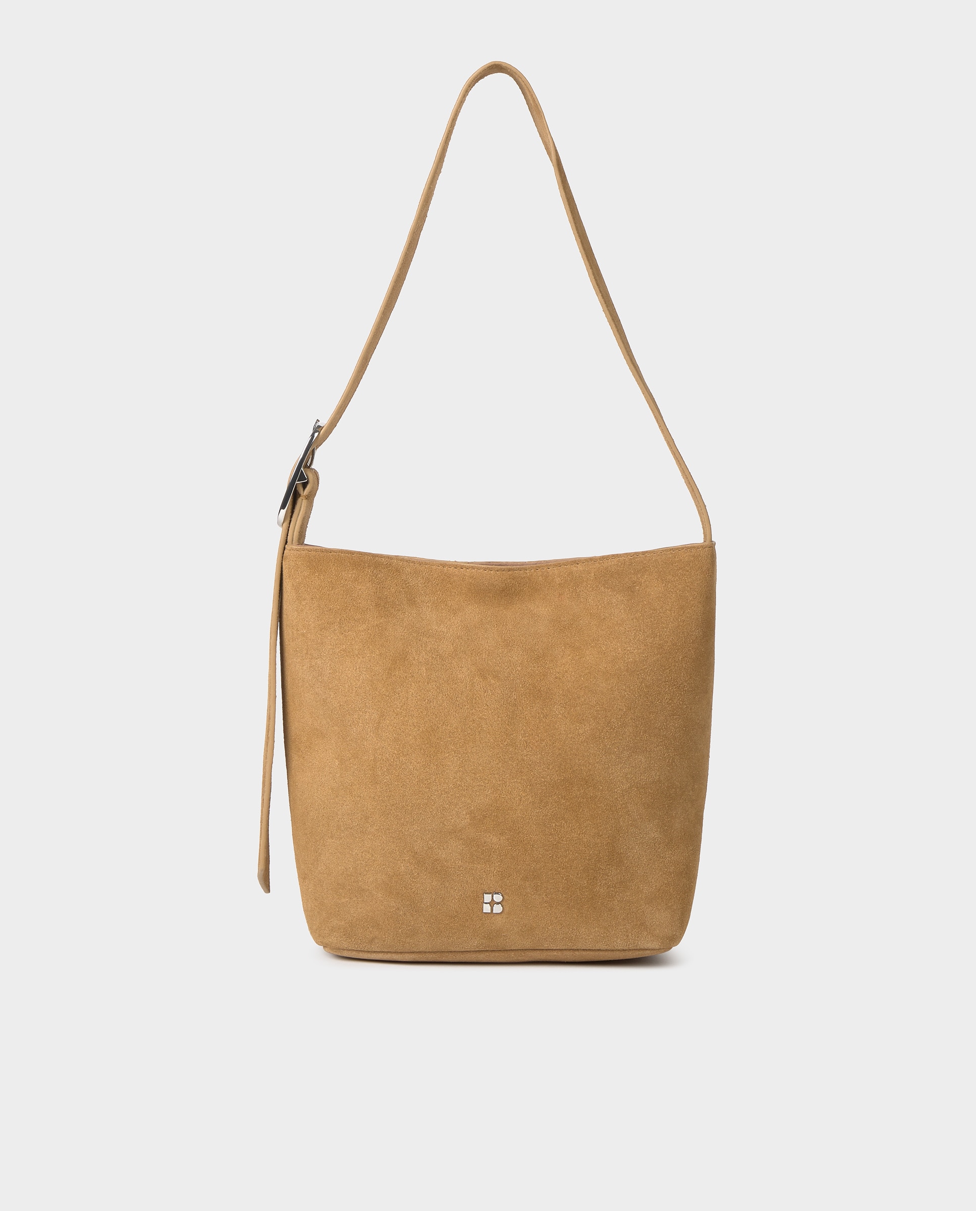 Imagem 0 de Mala de Ombro de Pele com Logo em Taupe