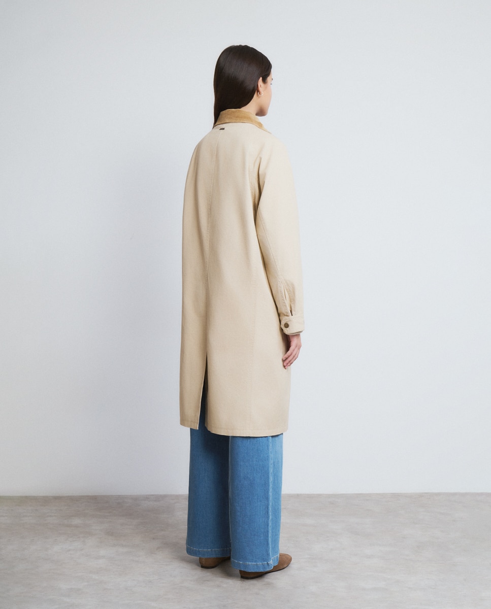 Parka Comprida de Algodão Areia-2