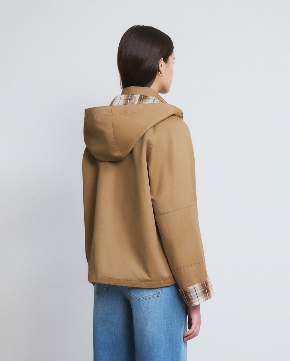 Casaco Encerado com Capuz Caramelo-2