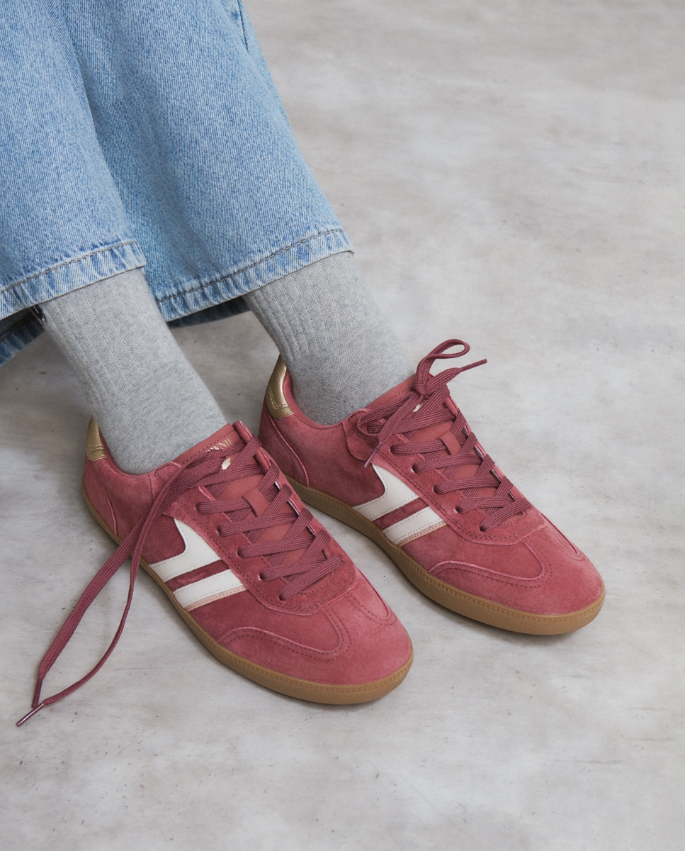 Sapatilhas Desportivas com Atacadores e Planas Rosa / Branco-3