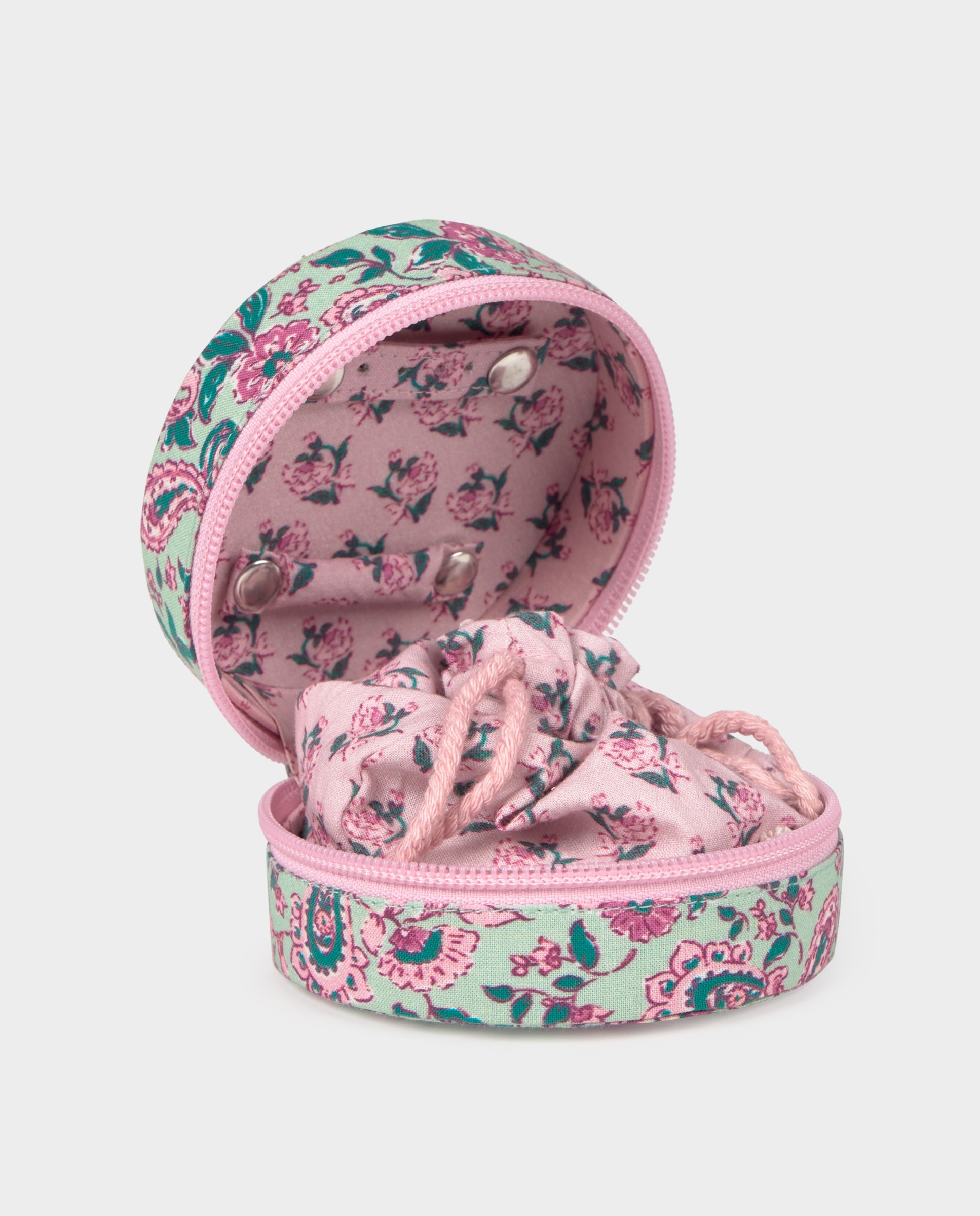 Pequeno Redondo Estampado Verde roxo-2