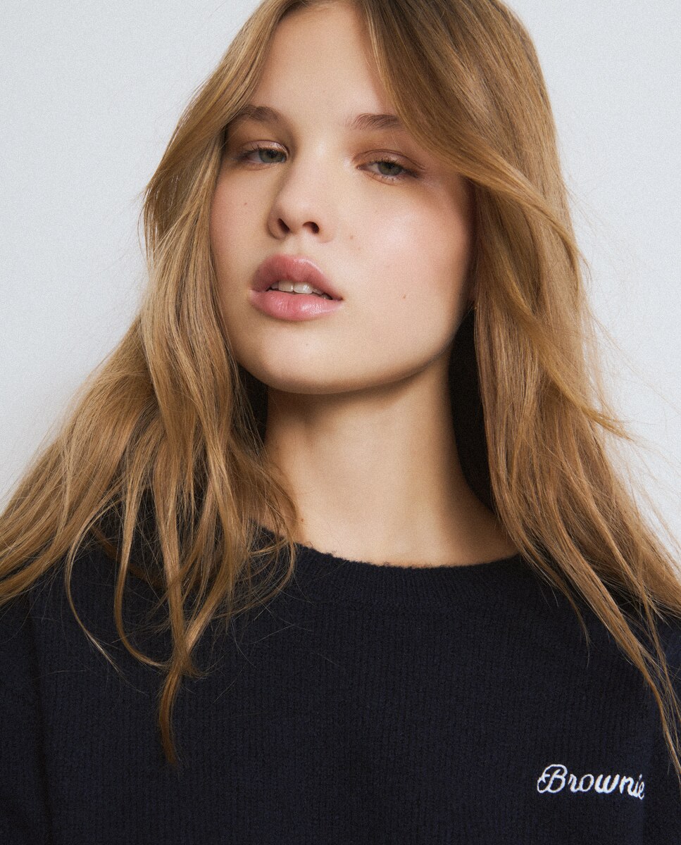 Camisola com Logo e Estrelas Azul / Branco-4