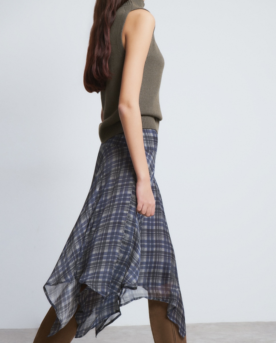 Saia Midi Estampada Marinho-4