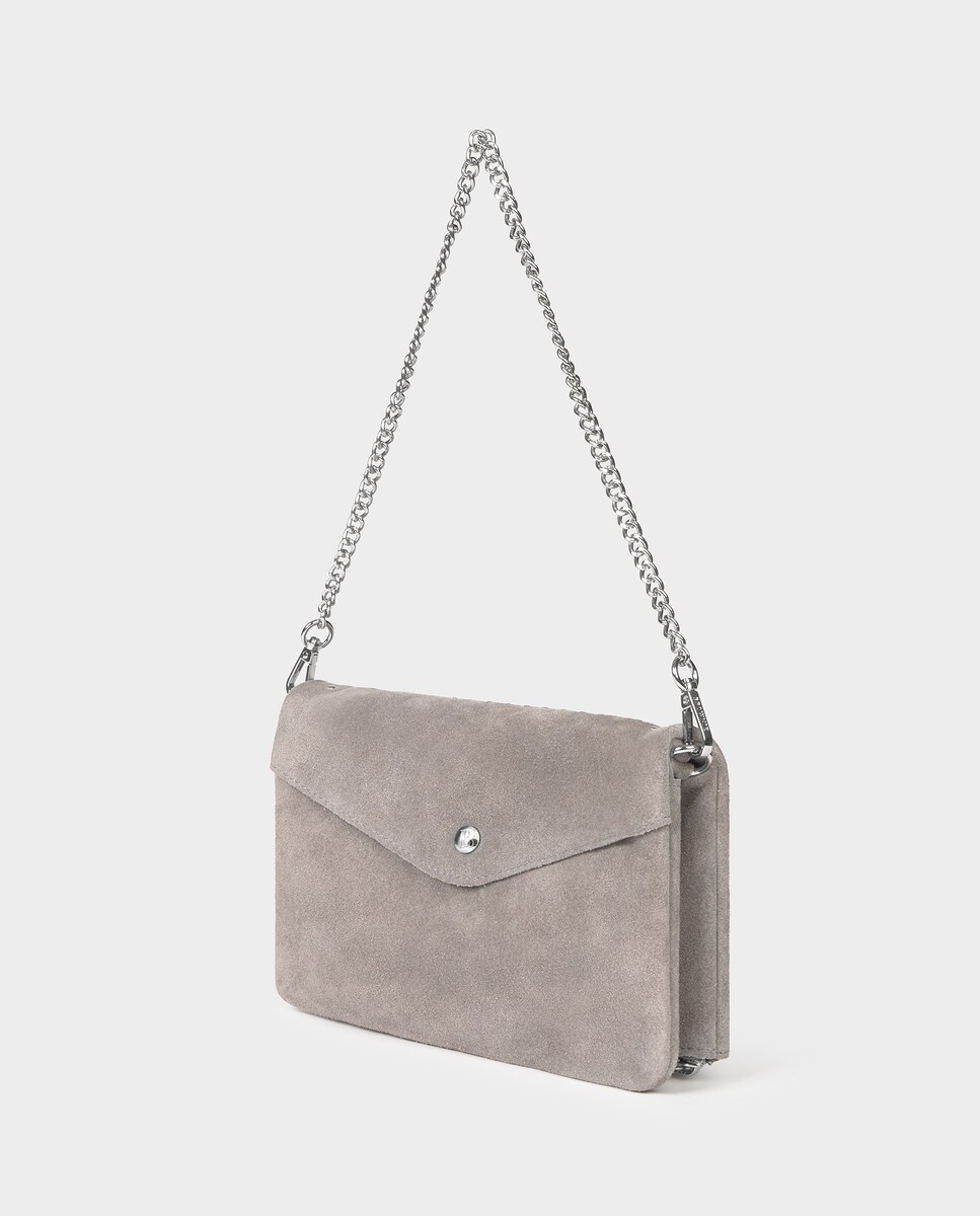 Mala de Ombro com Aba e Tachas Cinzento-4