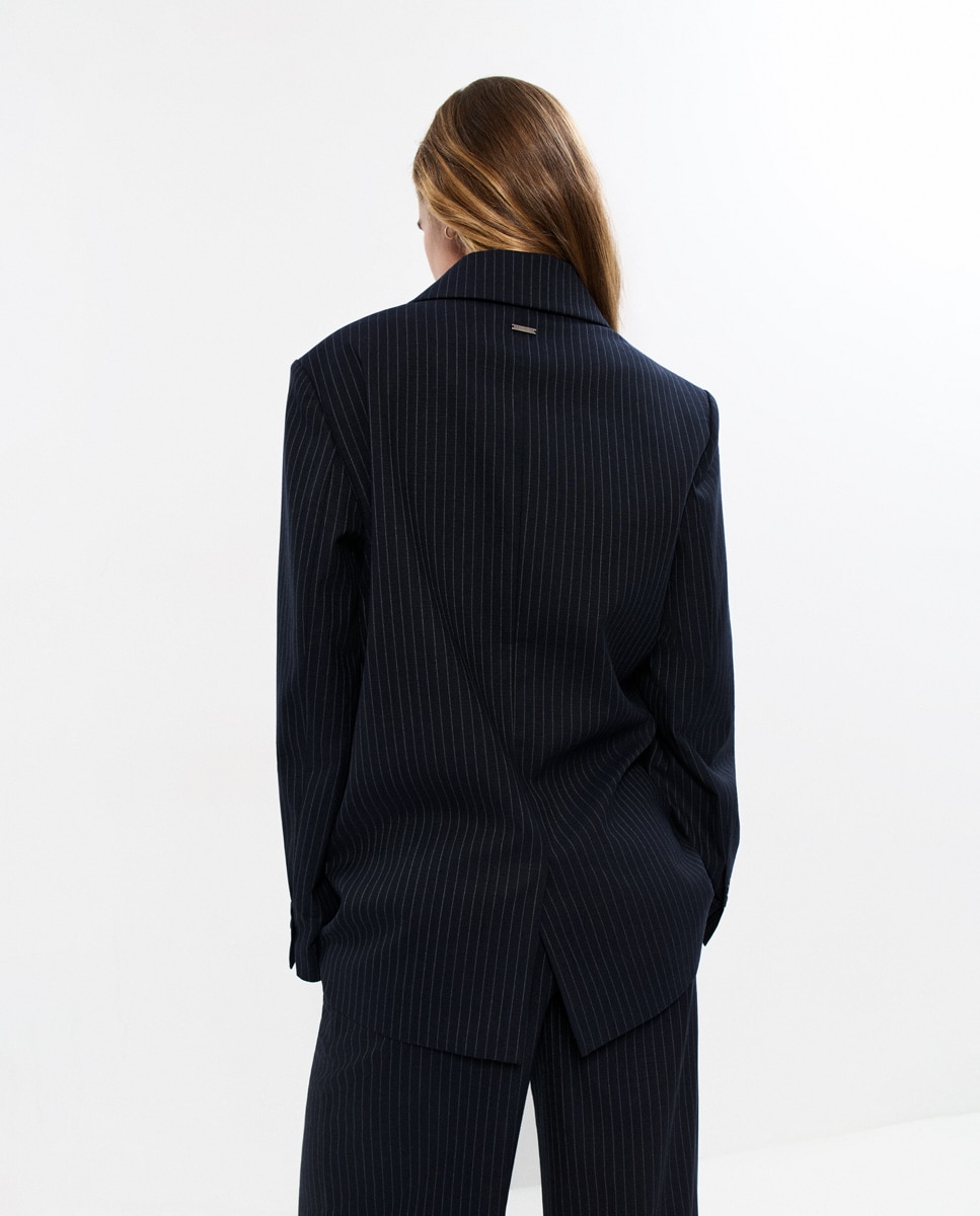 Blazer Às Riscas Azul-marinho-2