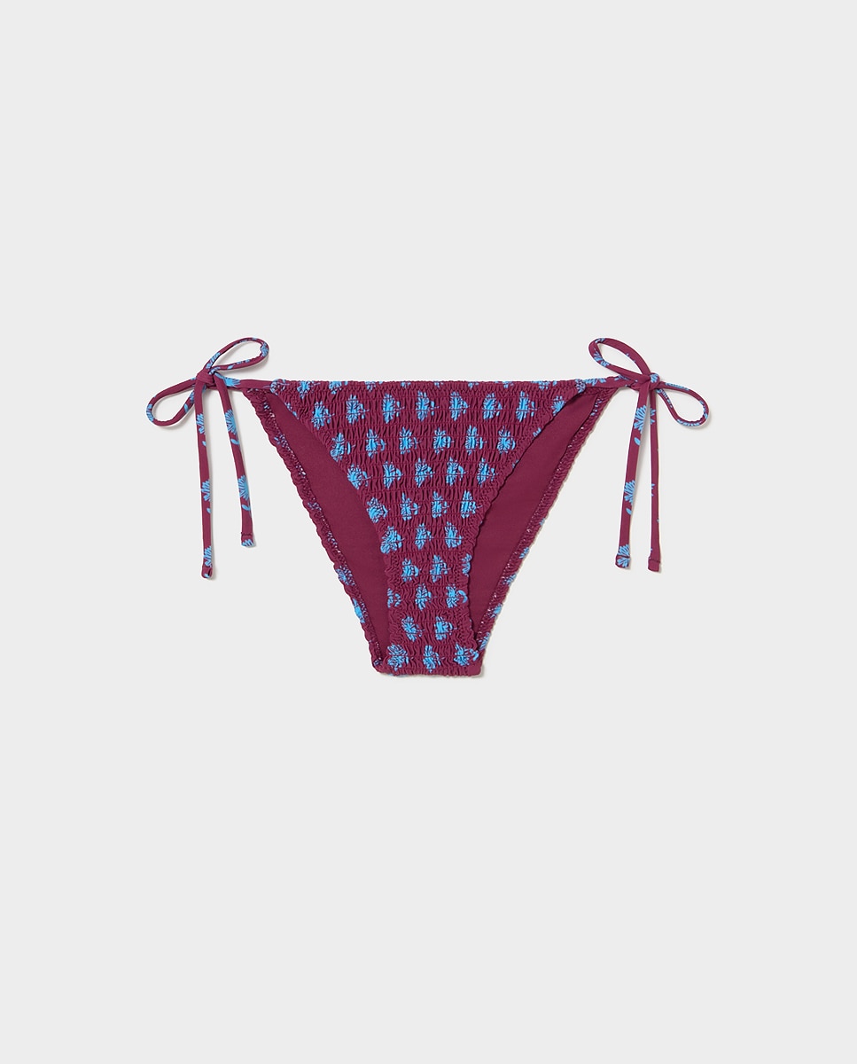 Cueca de Biquíni com Smock Grená-5