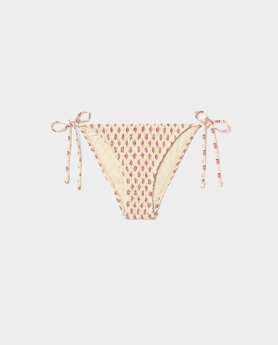 Cueca de Biquíni com Smock Amarelo-5
