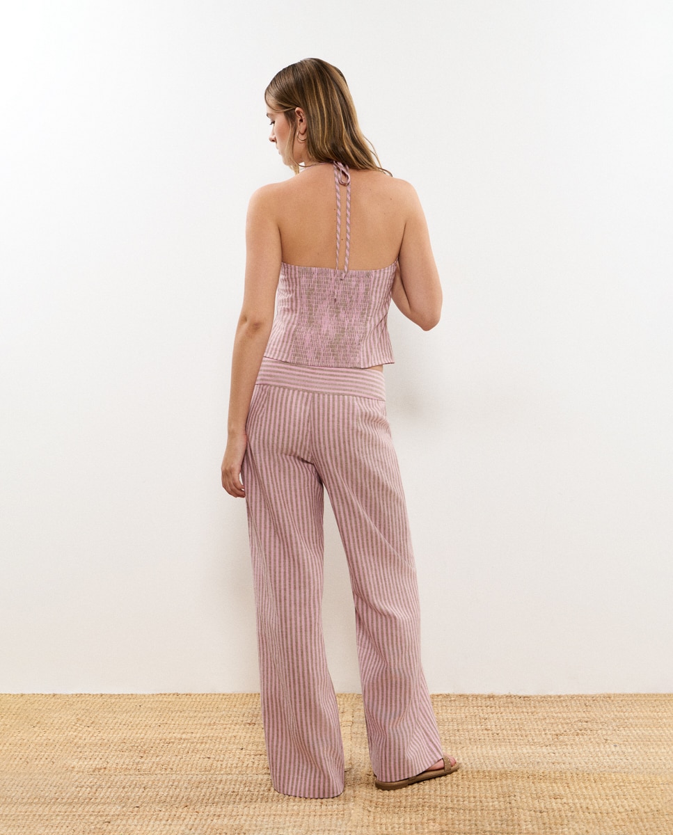 Top Halter Às Riscas Rosa-claro-2