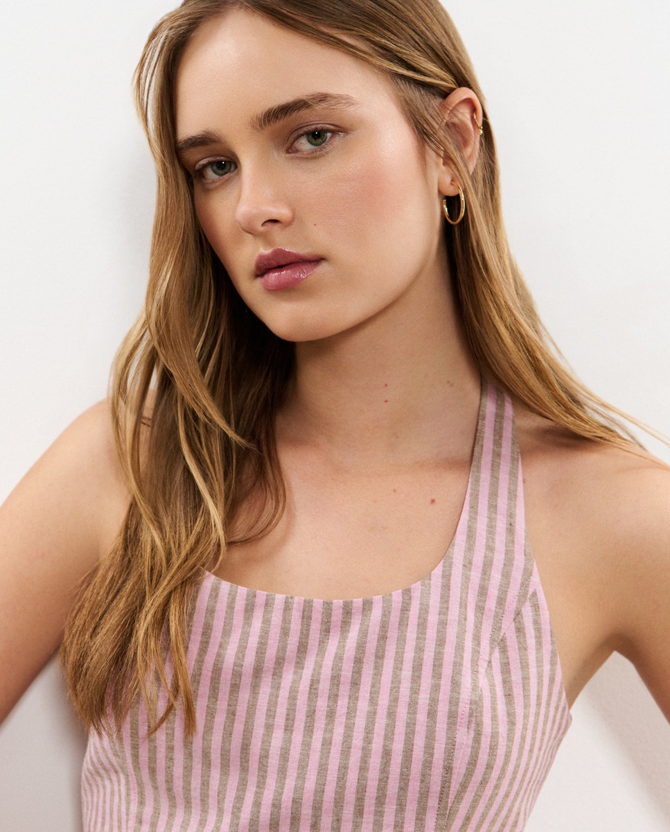 Top Halter Às Riscas Rosa-claro-4