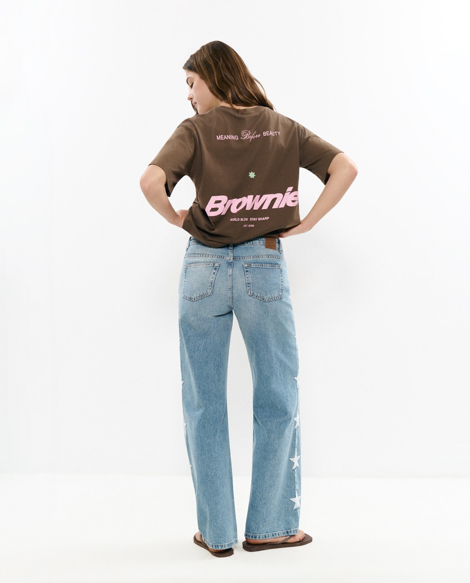Jeans Largos com Estrelas Lateral Azul-claro-2