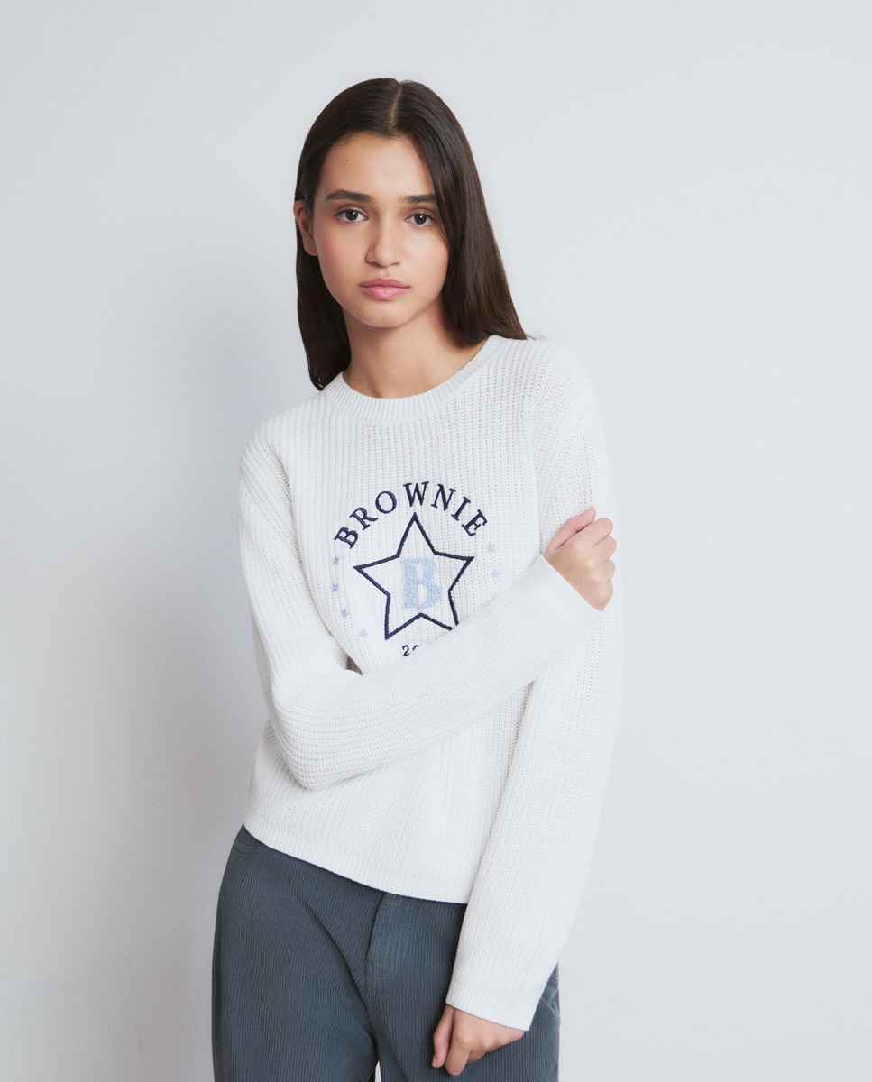 Camisola com Logo e Estrela Cru-1