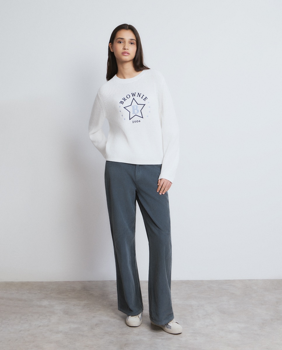 Camisola com Logo e Estrela Cru-3