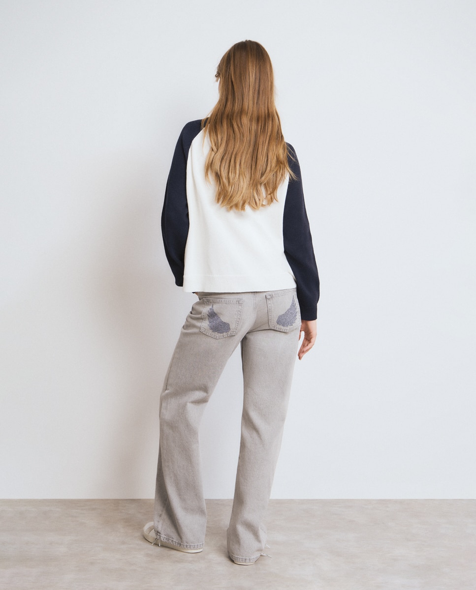 Camisola com Estrela e Tachas Cru-2