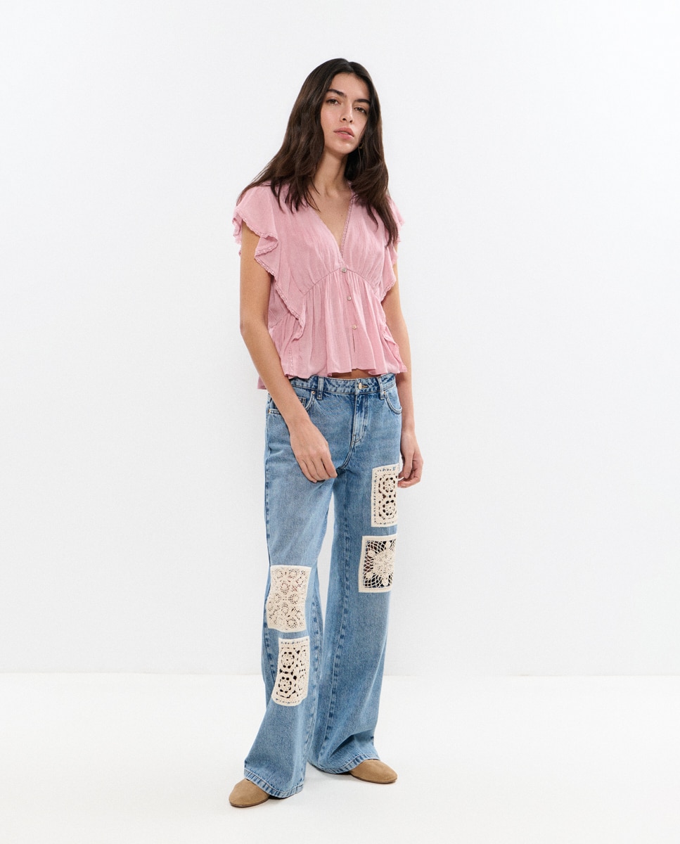 Blusa com Folhos Rosa-claro-3