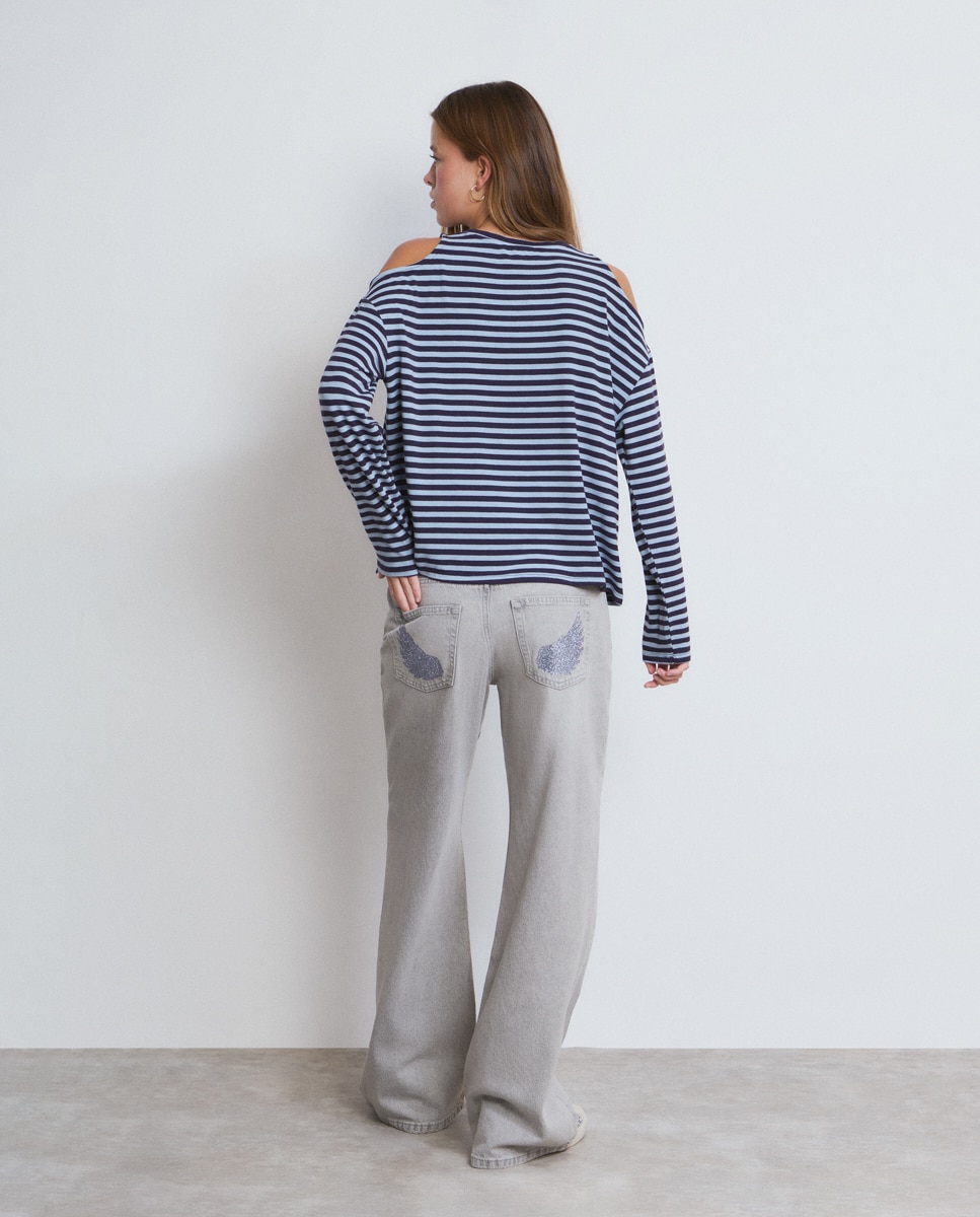 T-shirt Às Riscas Azul-marinho-2