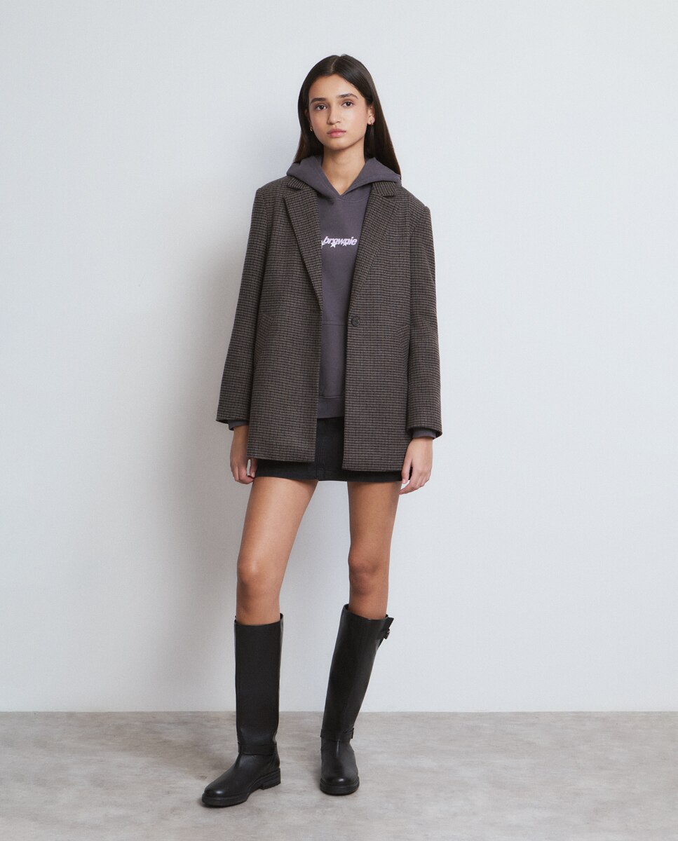 Imagem 0 de Sobretudo Comprido Médio Aos Quadradinhos