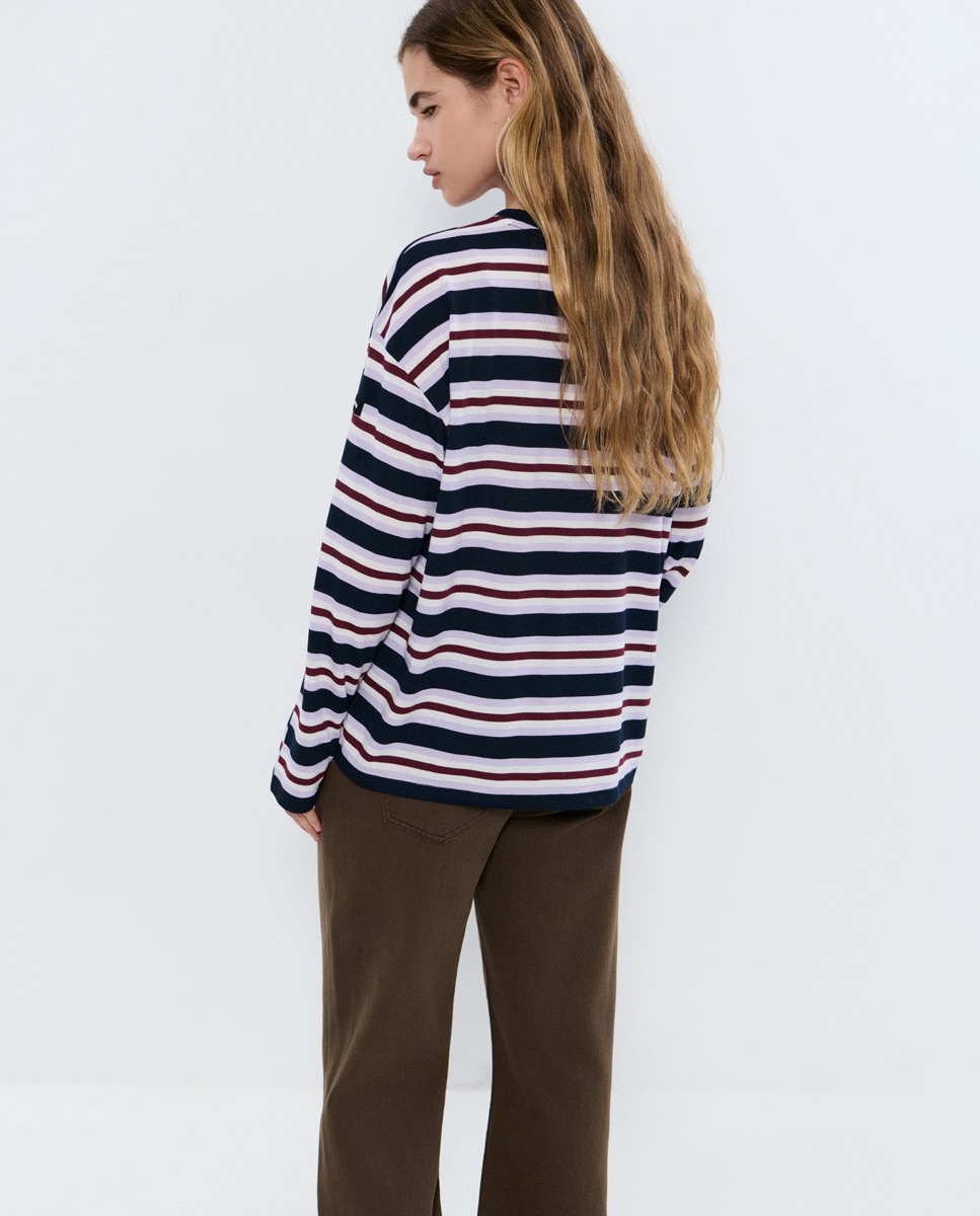 T-shirt Às Riscas Azul/Branco-2