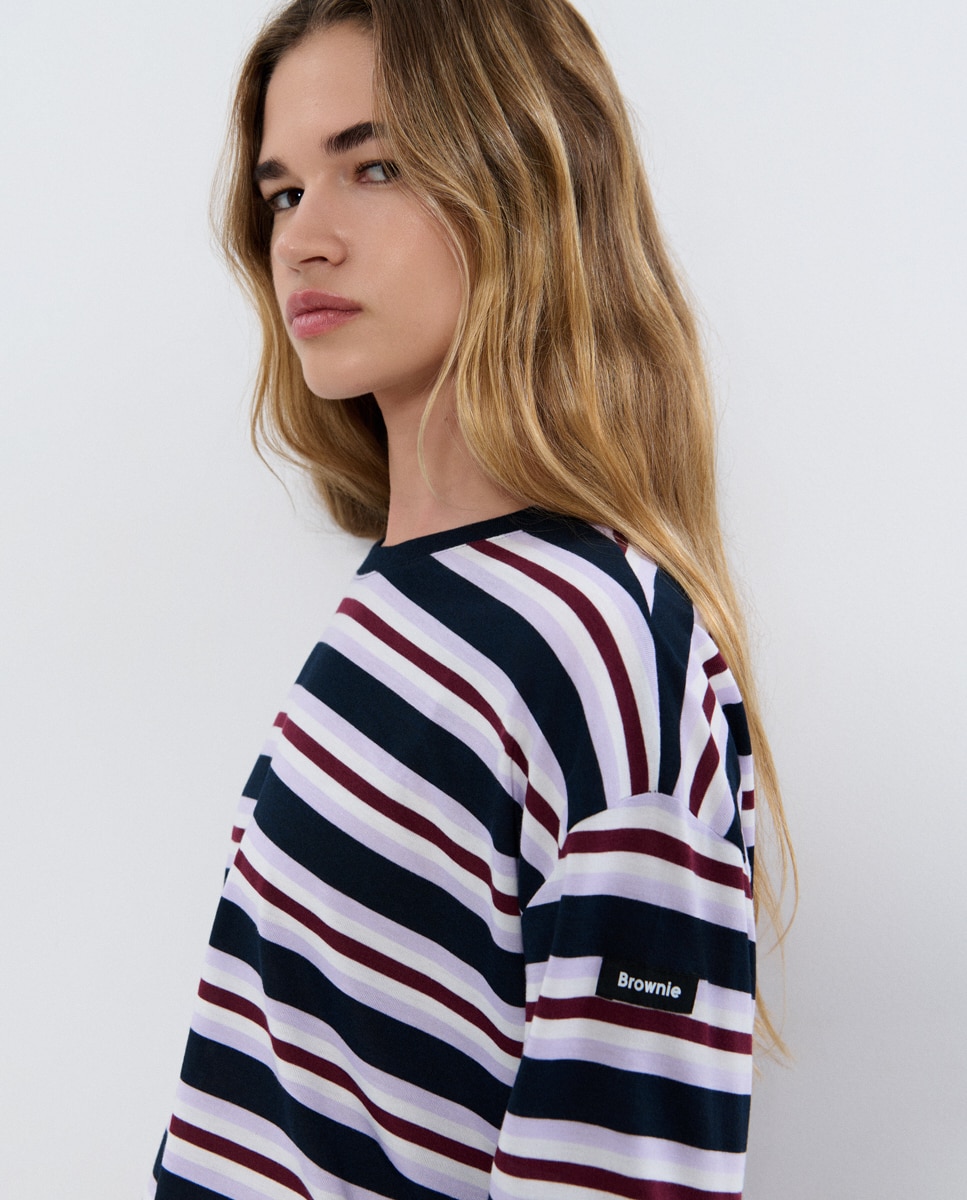 T-shirt Às Riscas Azul/Branco-4