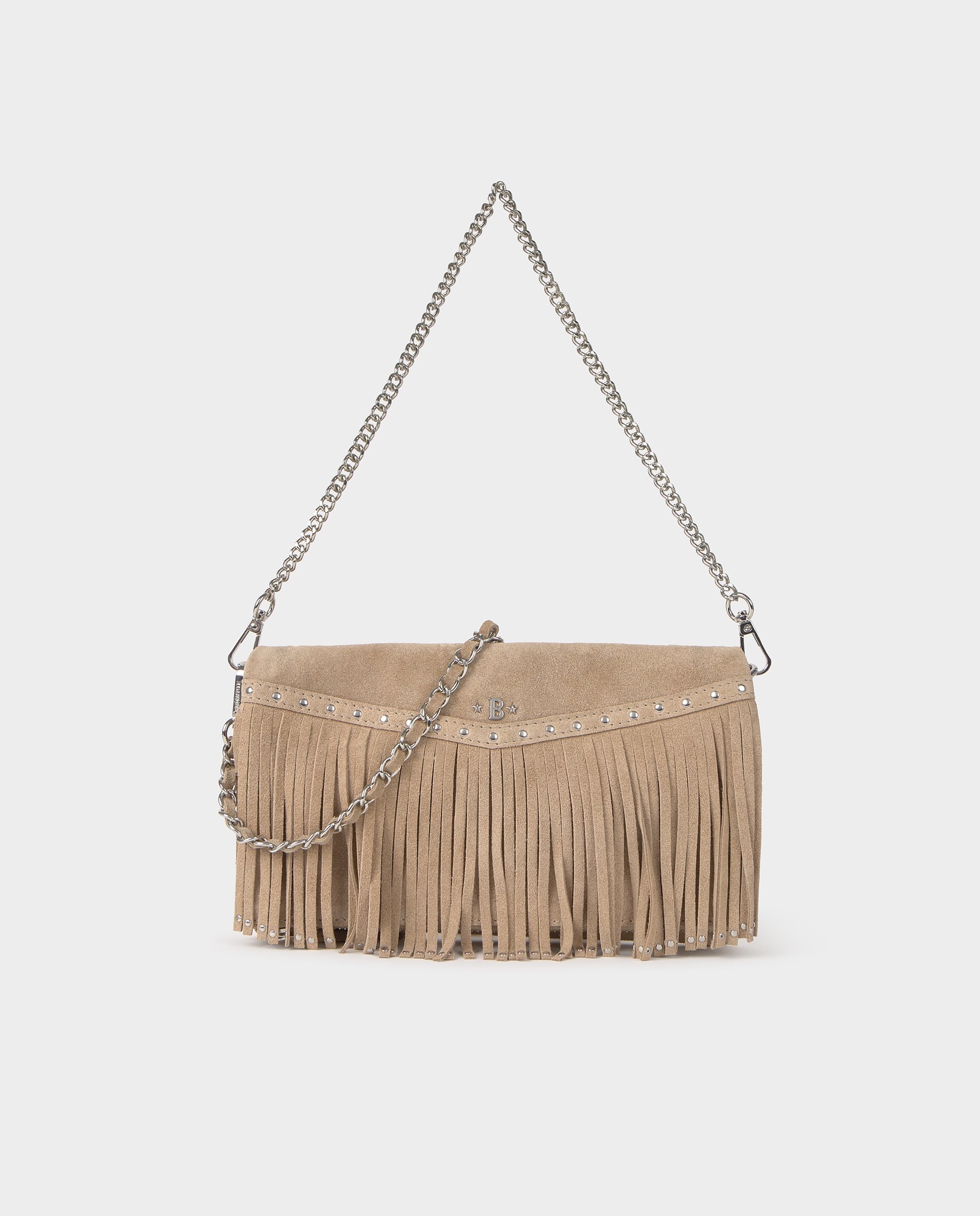 Imagem 0 de Mala de Ombro em Pele com Aba e Franjas