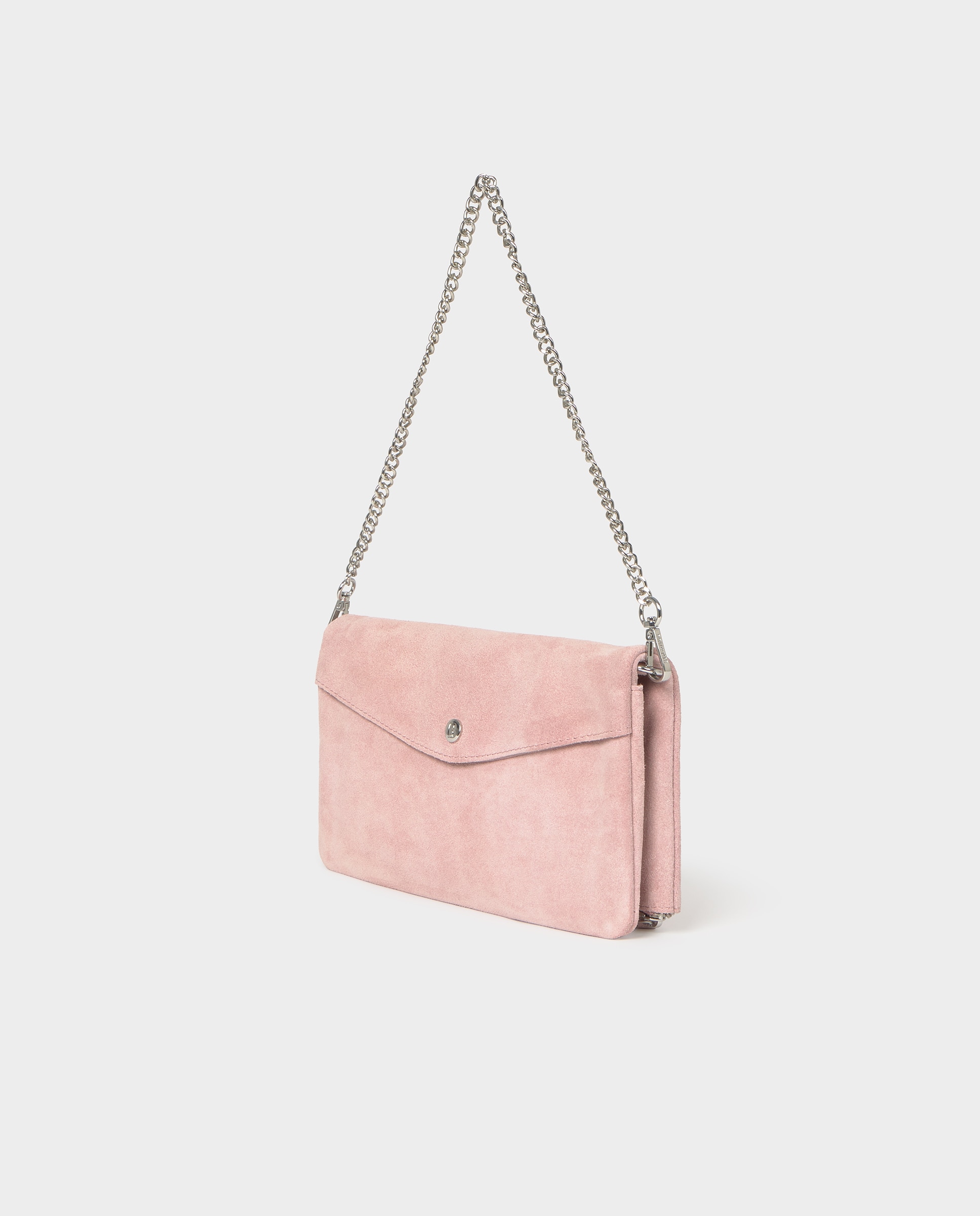 Mala de Couro com Aba e Eyelets Rosa-claro-4