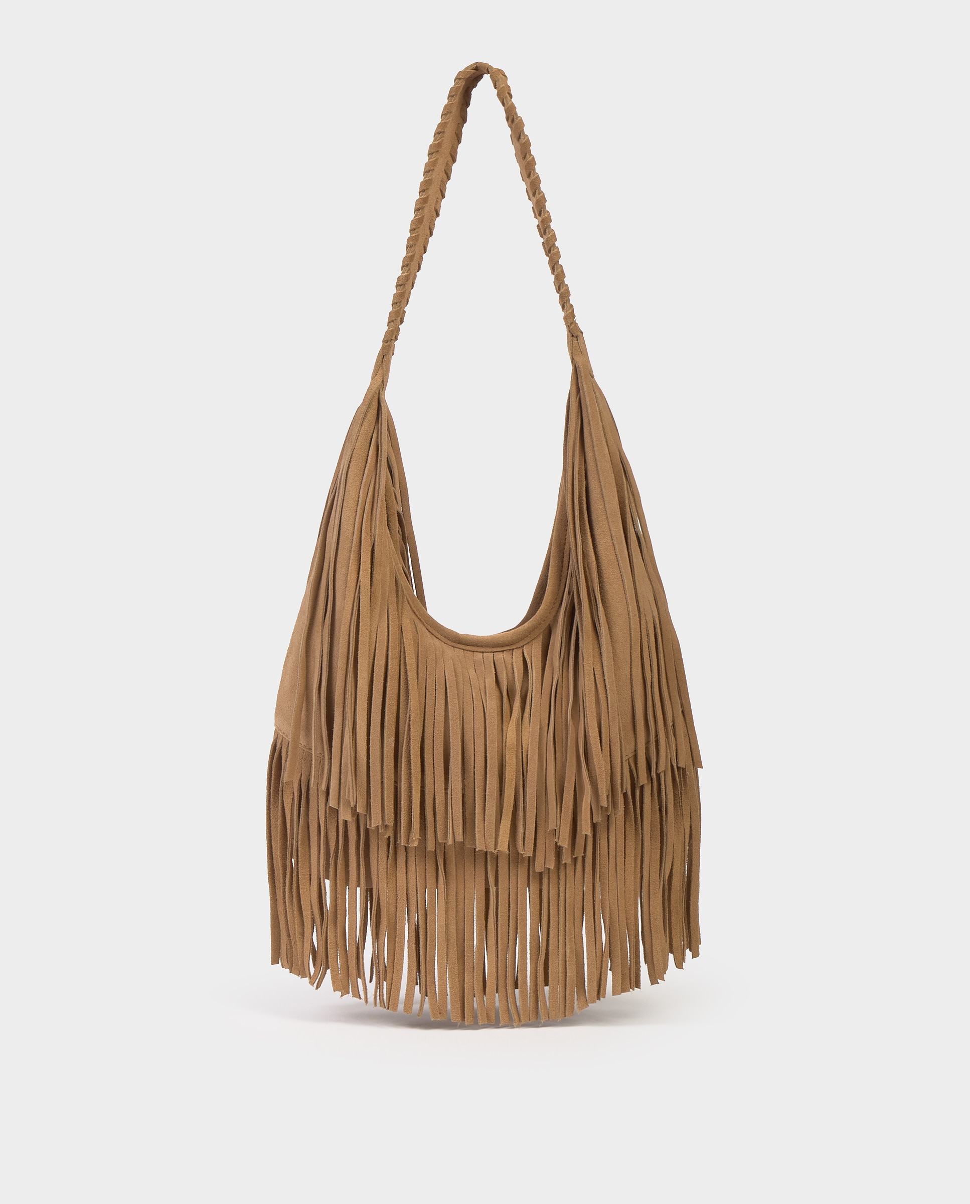 Imagem 0 de Mala de Ombro em Pele com Franjas