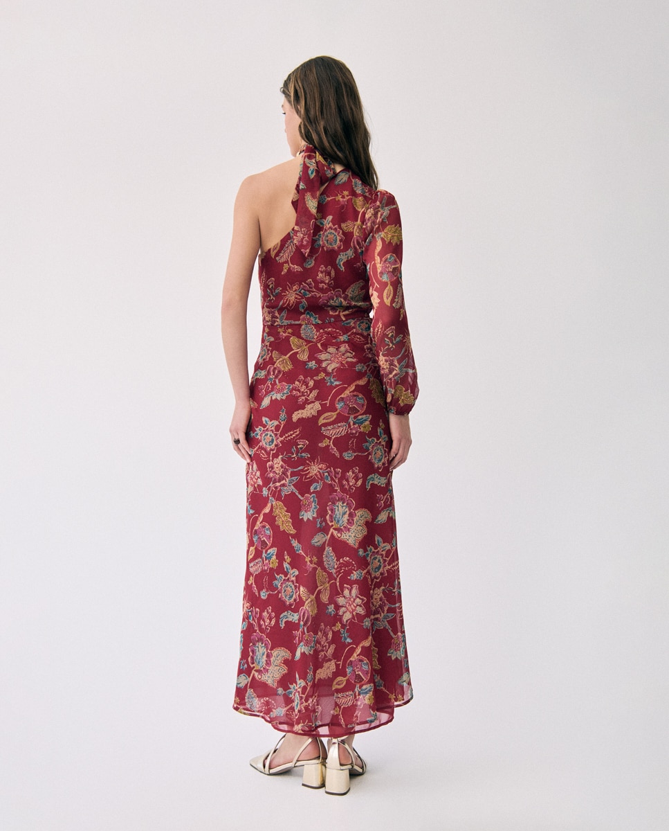 Vestido Comprido Estampado Vermelho-2