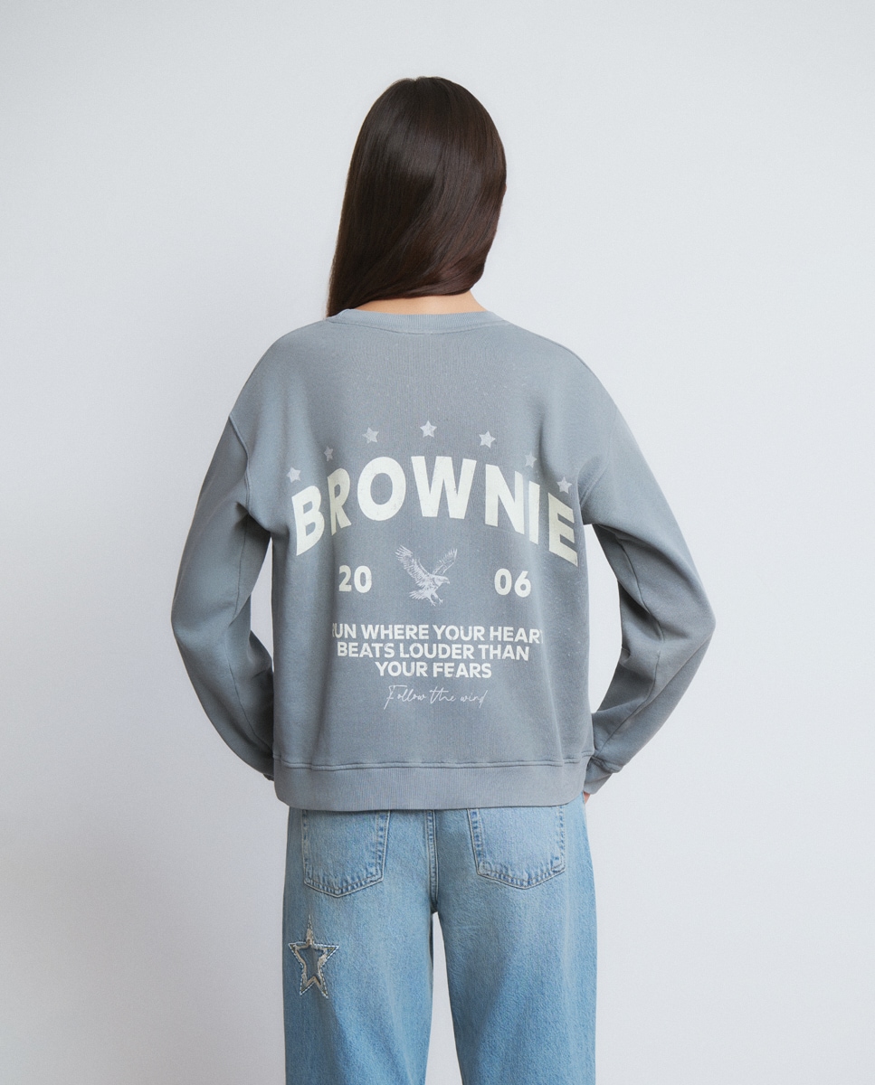 Sweatshirt com Logo e Estrelas Cinzento-2