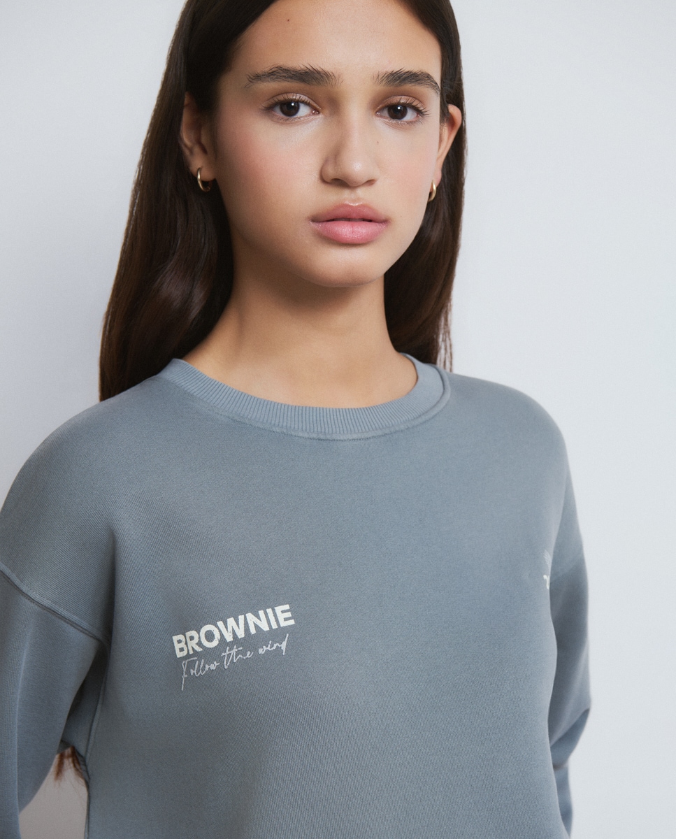 Sweatshirt com Logo e Estrelas Cinzento-4