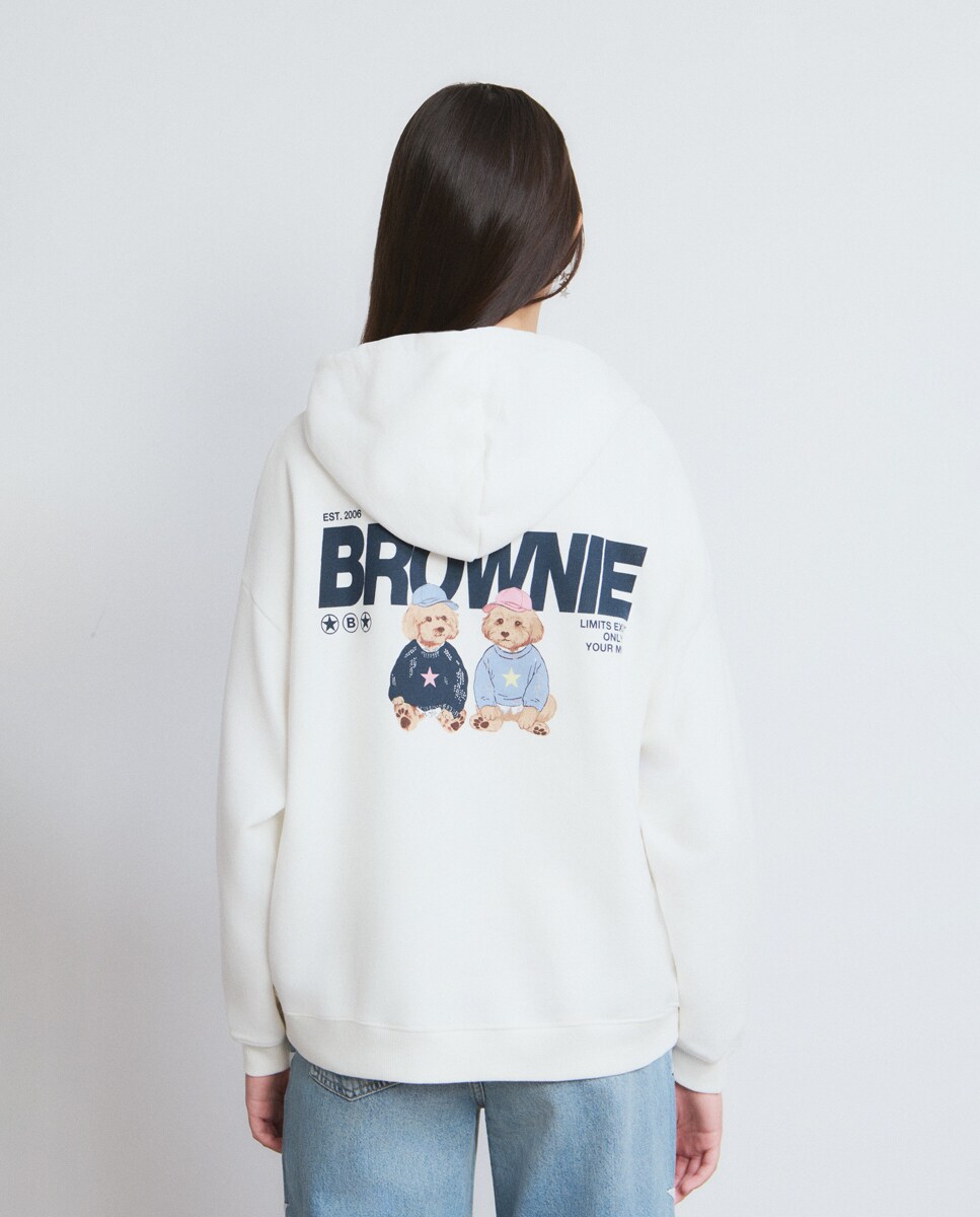 Sweatshirt com Capuz Cachorros Branco-2