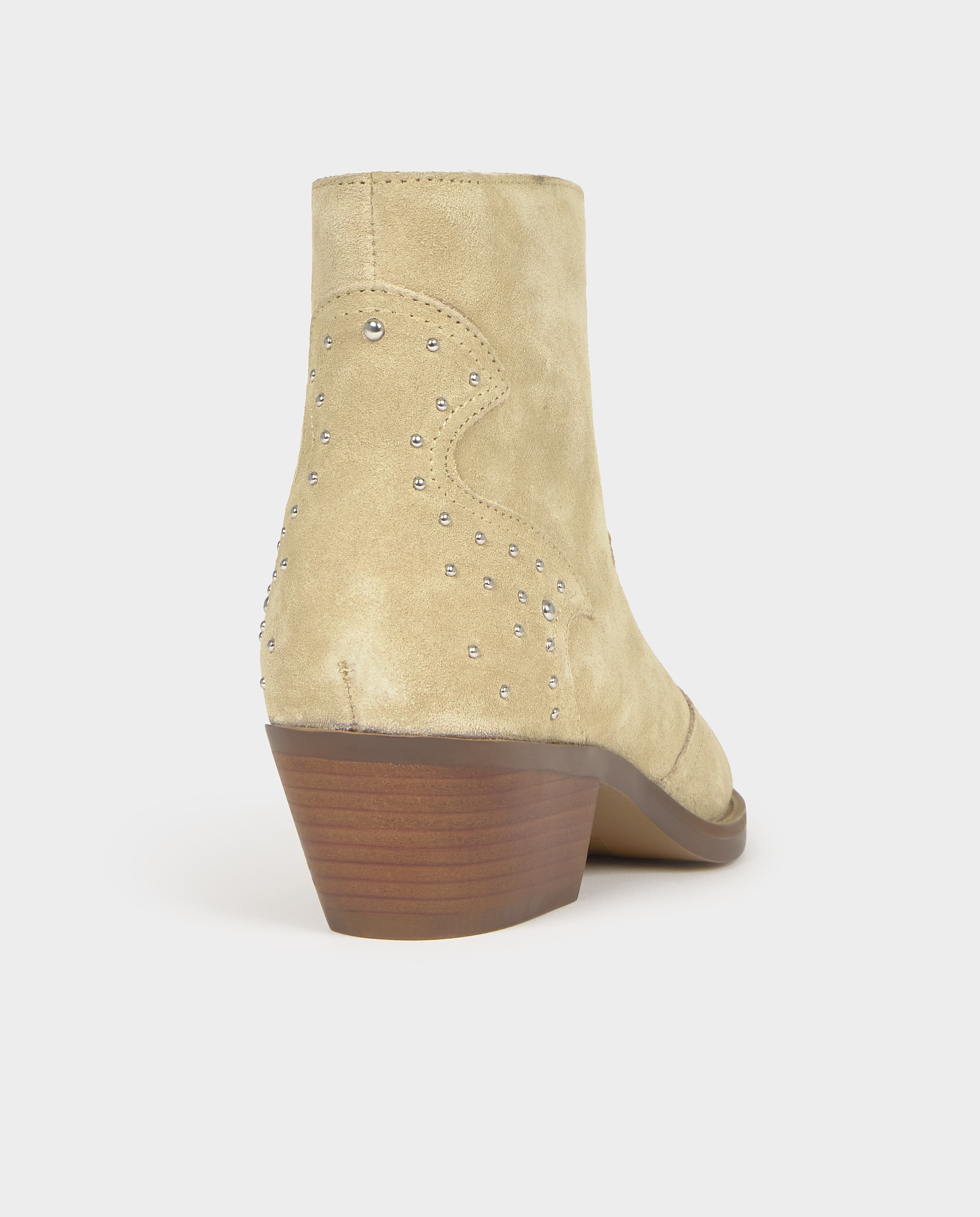 Botins Cowboy de Pele Estilo Campestre com Tachas Areia-5