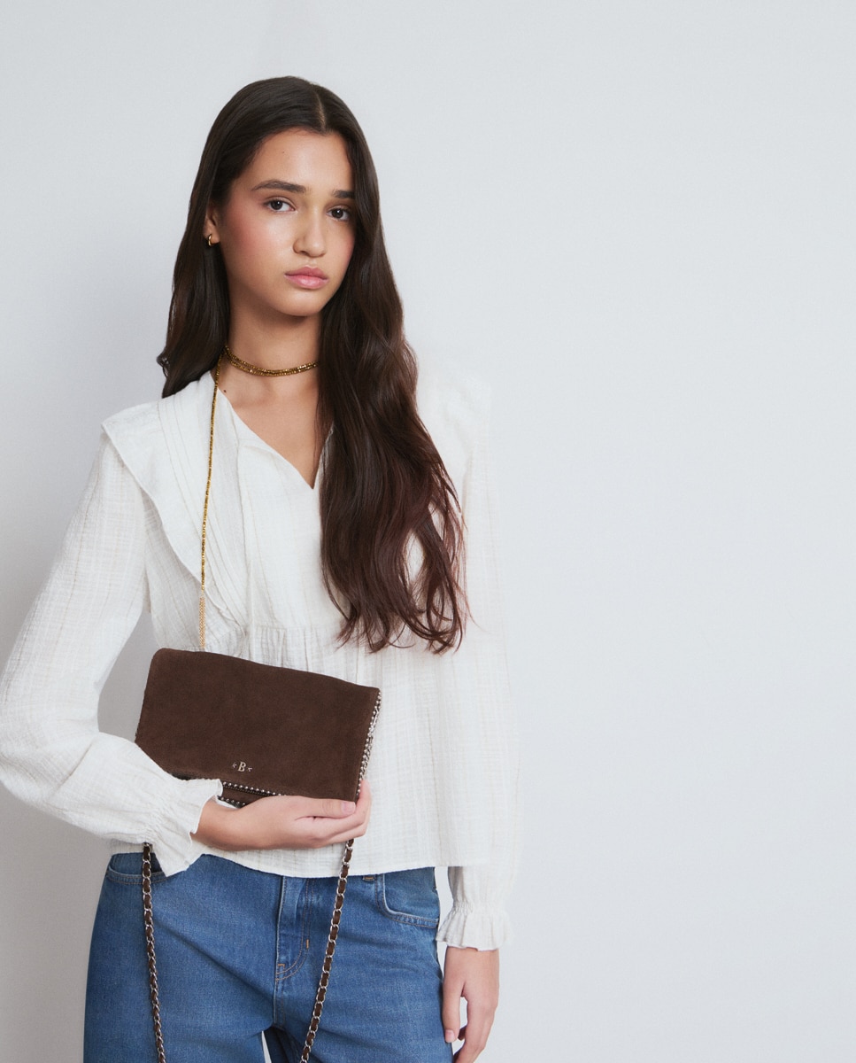 Mala de Couro com Bolinhas Castanho-chocolate-2