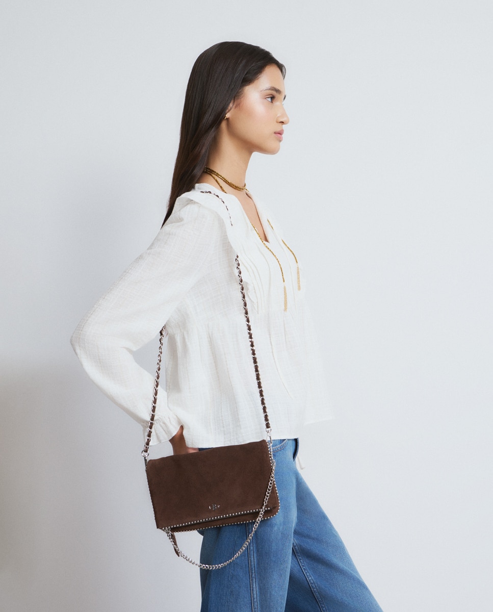 Mala de Couro com Bolinhas Castanho-chocolate-3