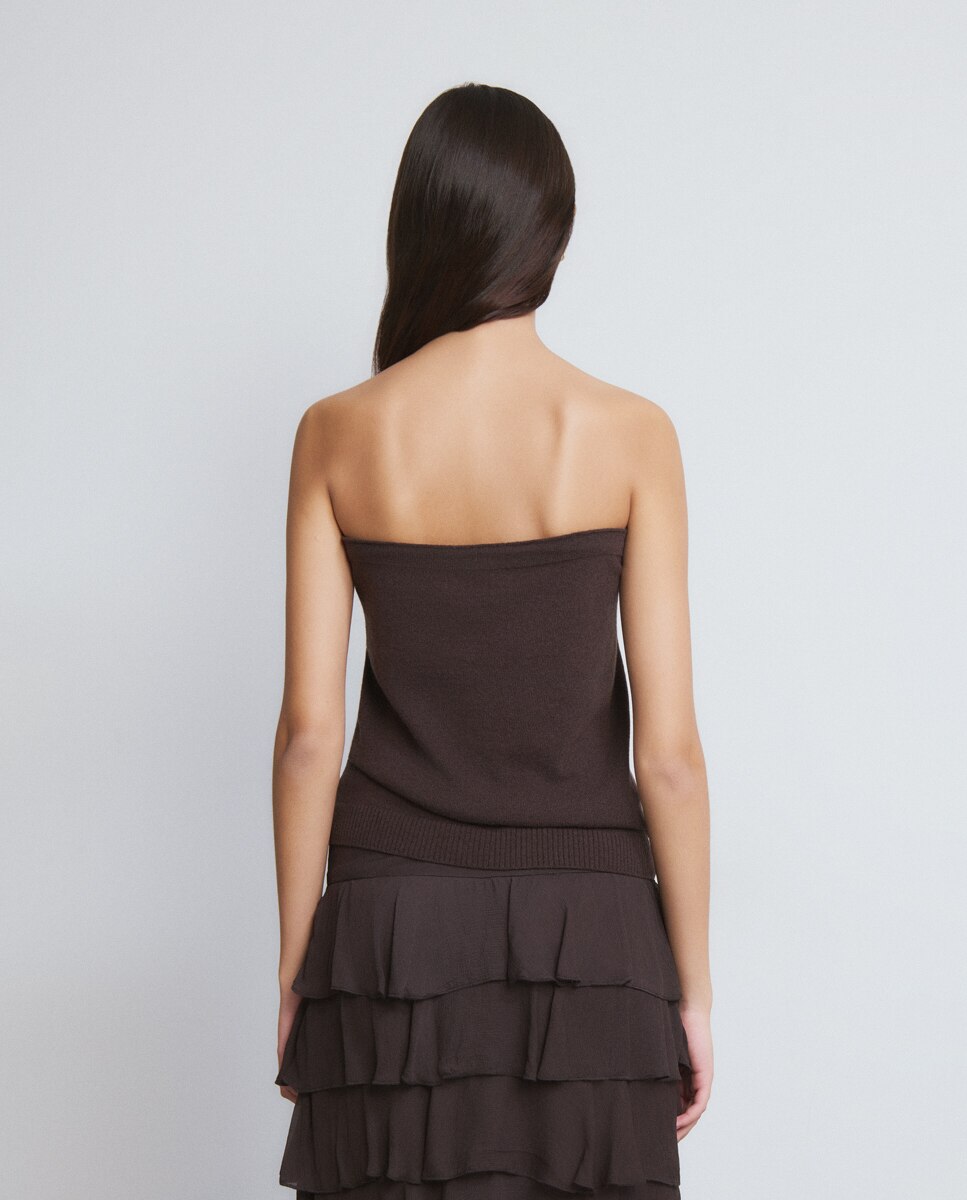 Top Bandeau com Botões Castanho-escuro-2