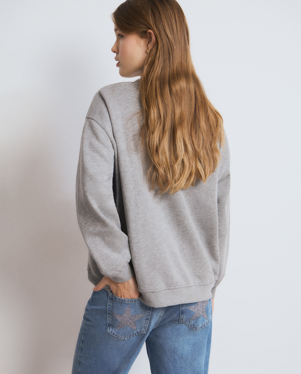 Sweatshirt com Logo e Cachorro Cinzento-2