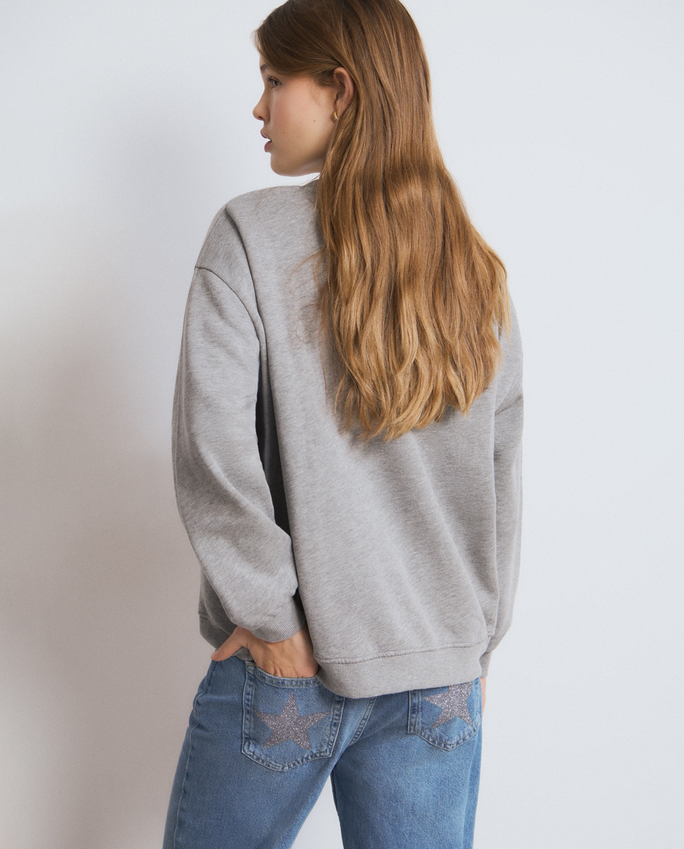 Sweatshirt com Logo e Cachorro Cinzento-2