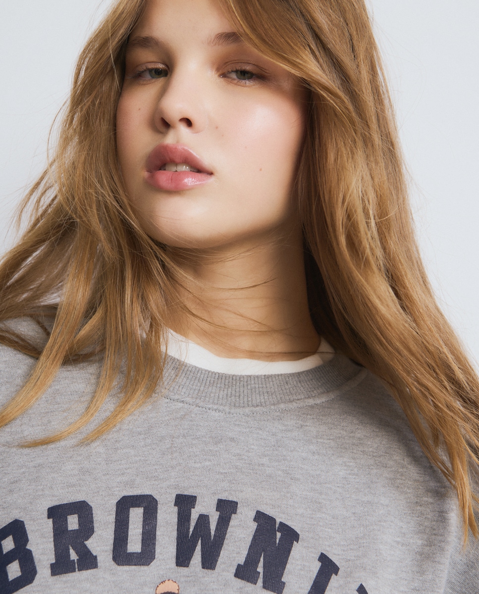 Sweatshirt com Logo e Cachorro Cinzento-4