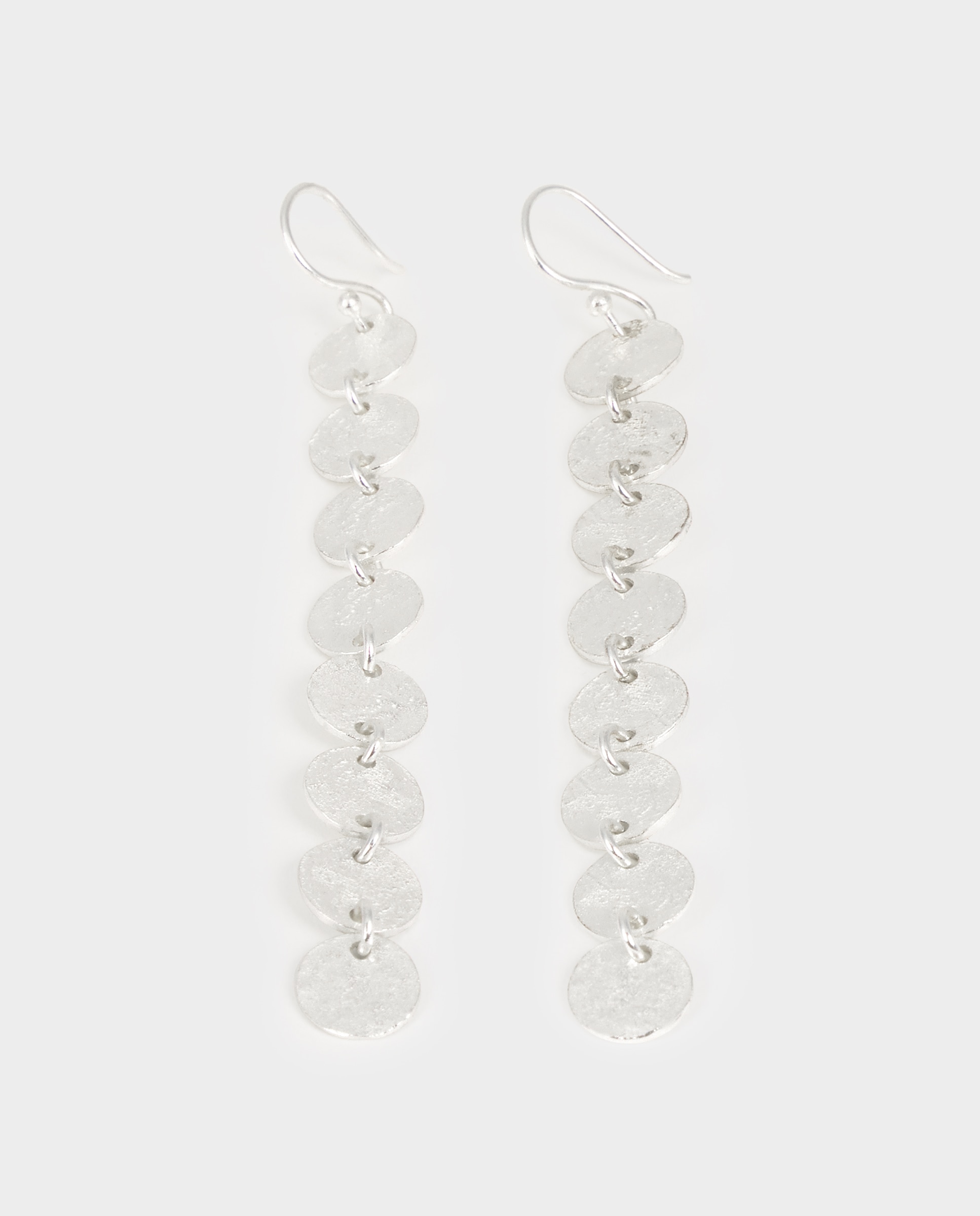 Brincos Compridos Chapas Prateado-5