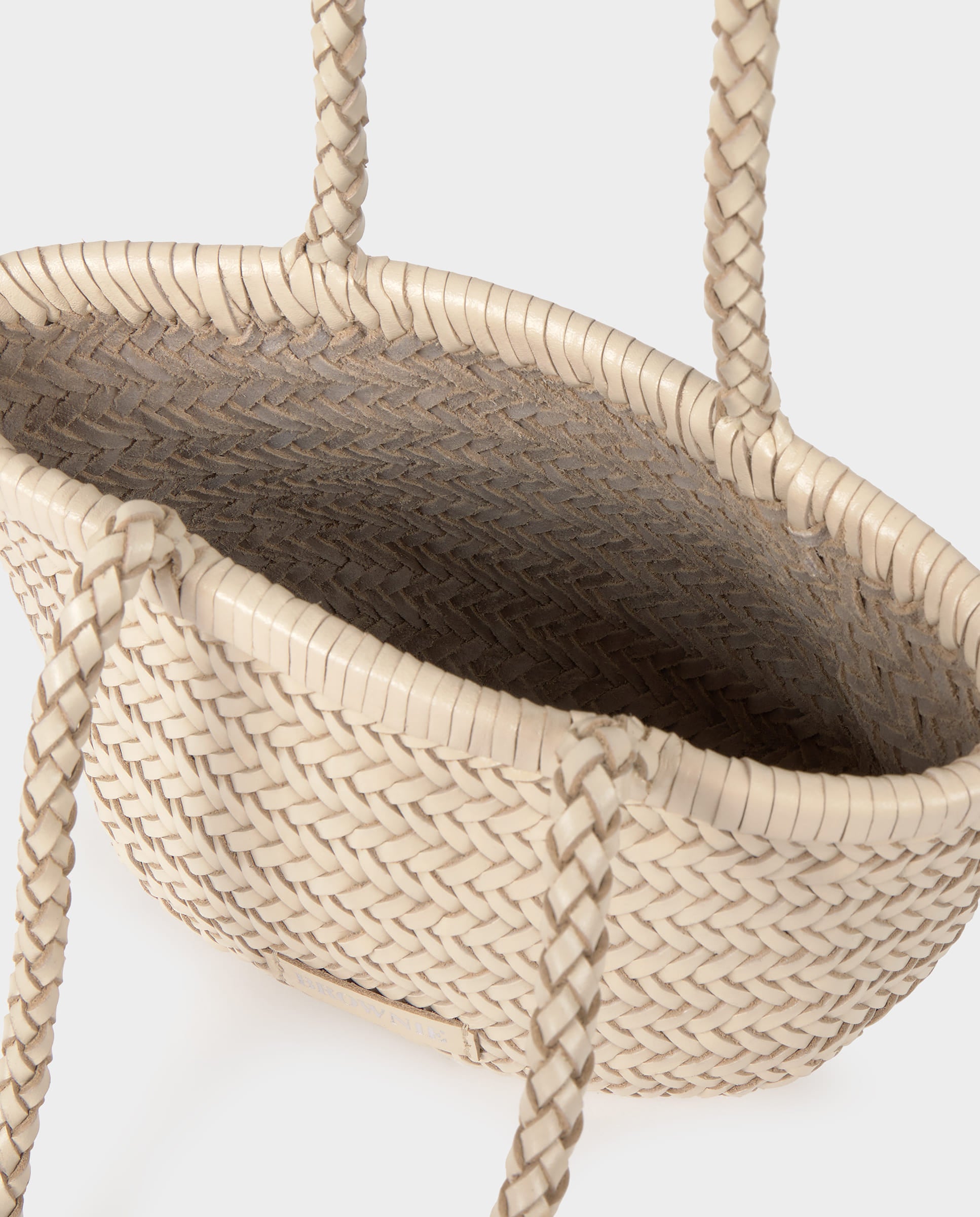 Mala Shopper de Couro Entrançado Cru-5