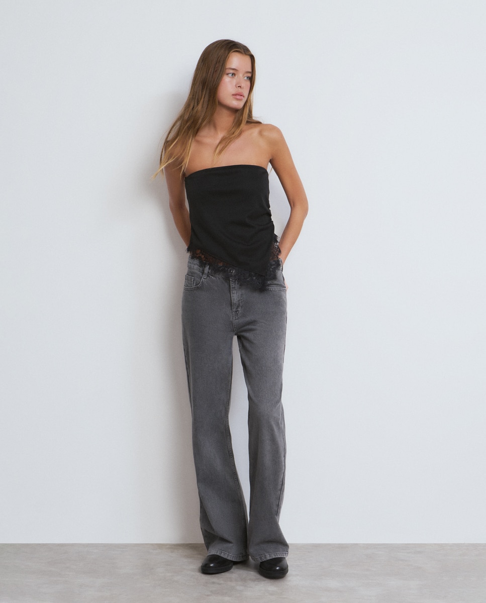 Top Bandeau com Lurex Preto-3