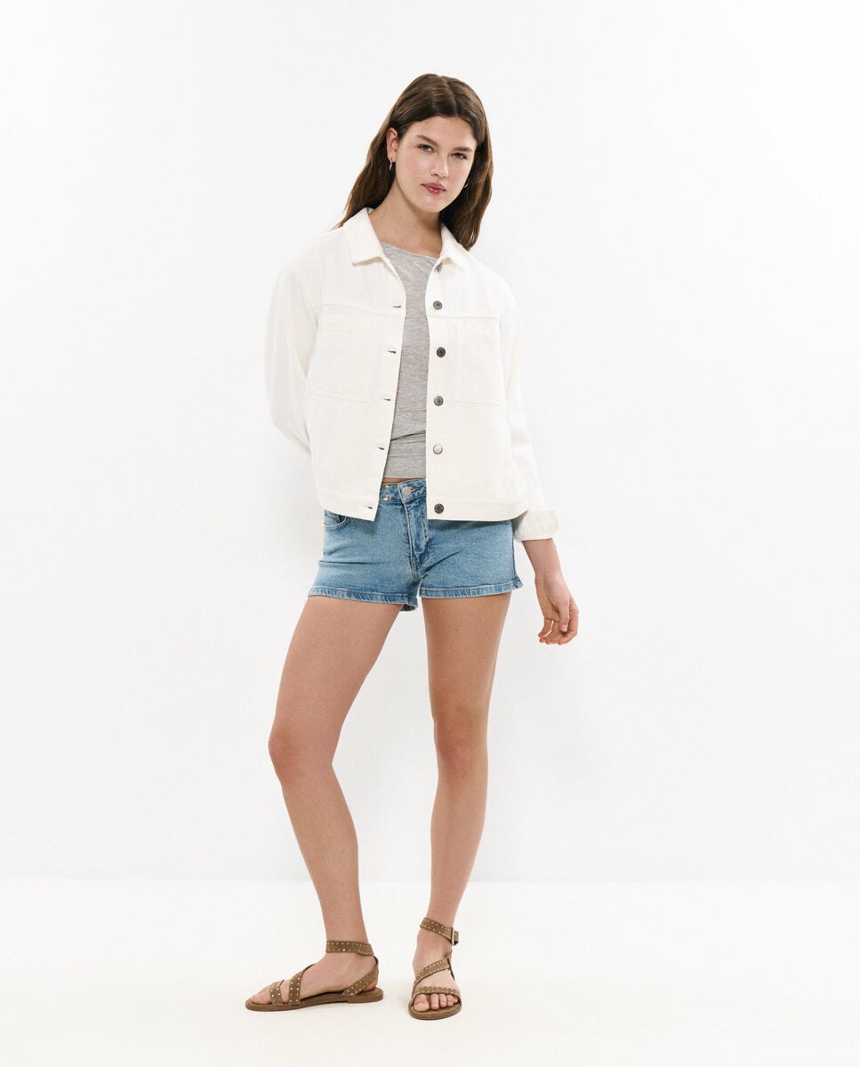 Casaco com Bolsos Grandes Branco-3